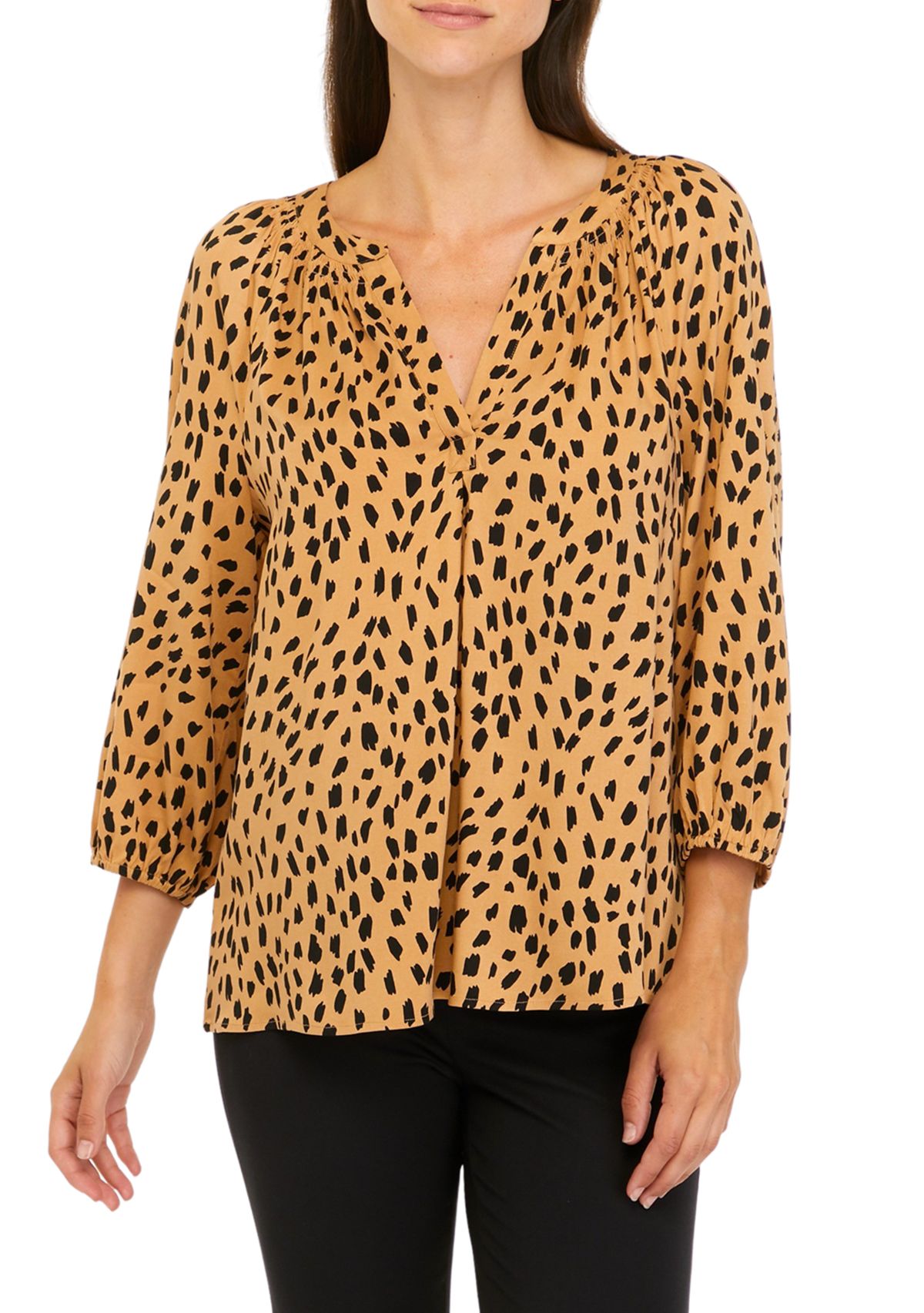 Womens 3/4 Sleeve Animal Print Top