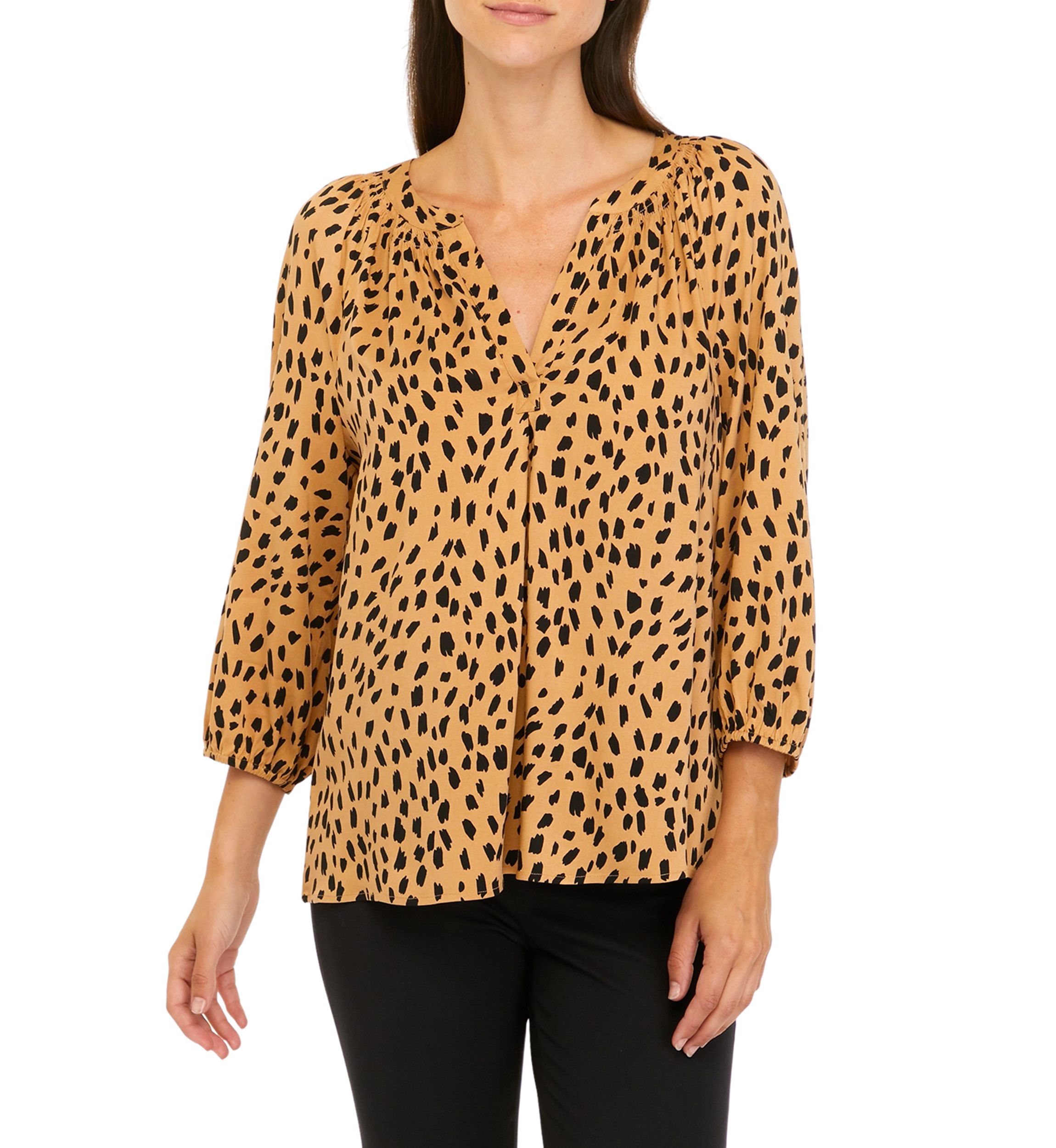 Womens 3/4 Sleeve Animal Print Top