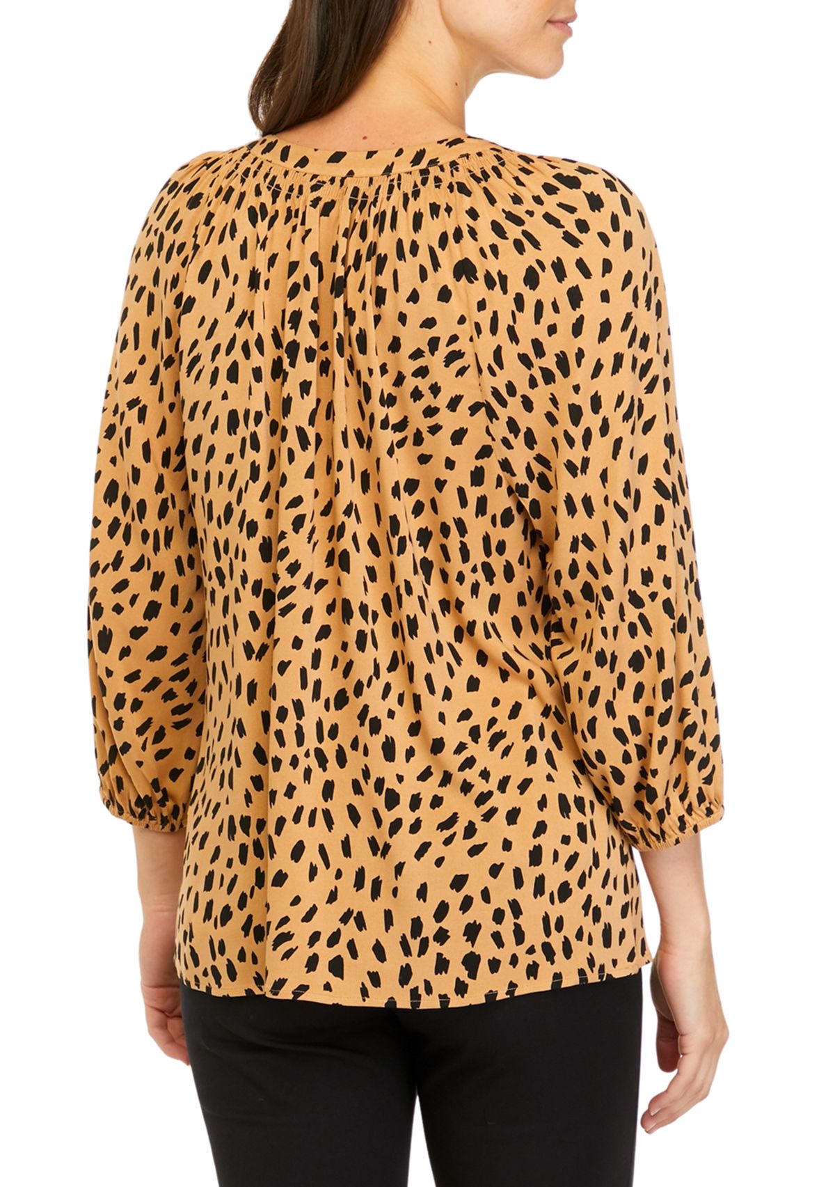 Womens 3/4 Sleeve Animal Print Top