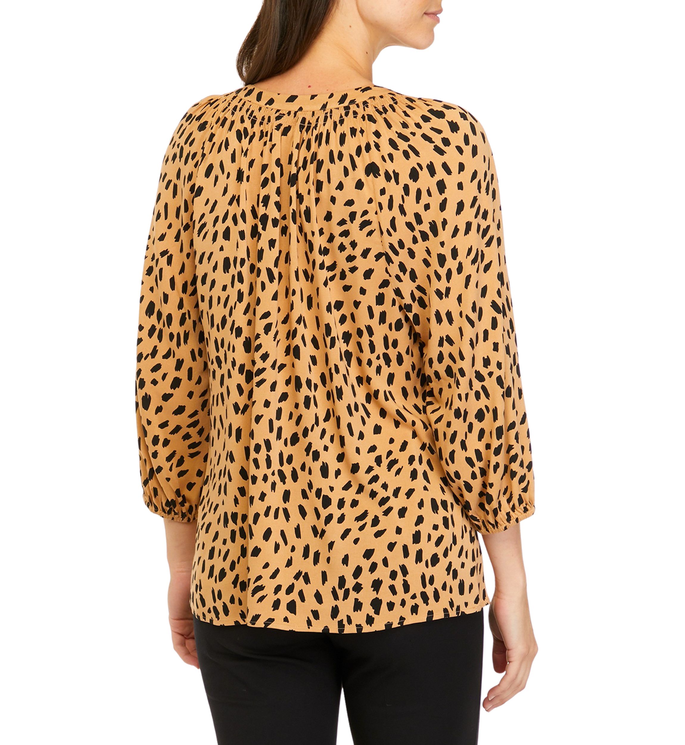 Womens 3/4 Sleeve Animal Print Top