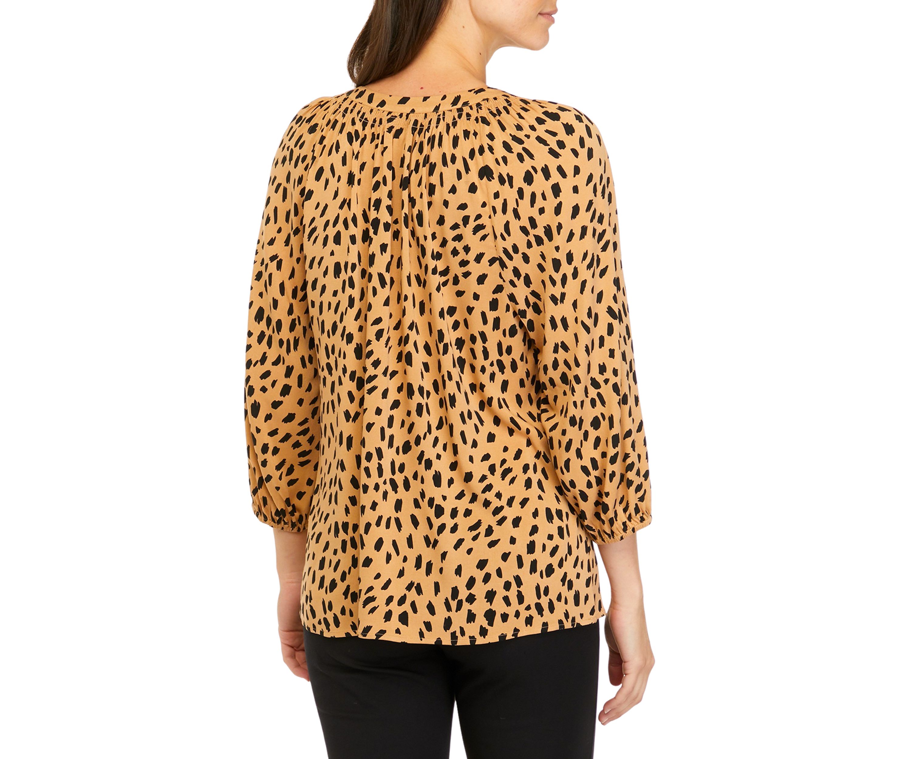 Womens 3/4 Sleeve Animal Print Top