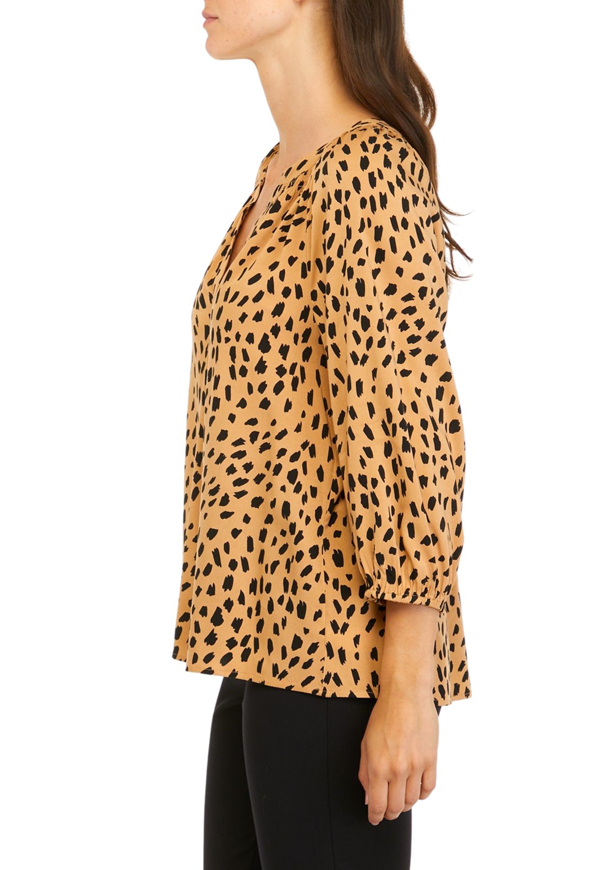 Womens 3/4 Sleeve Animal Print Top