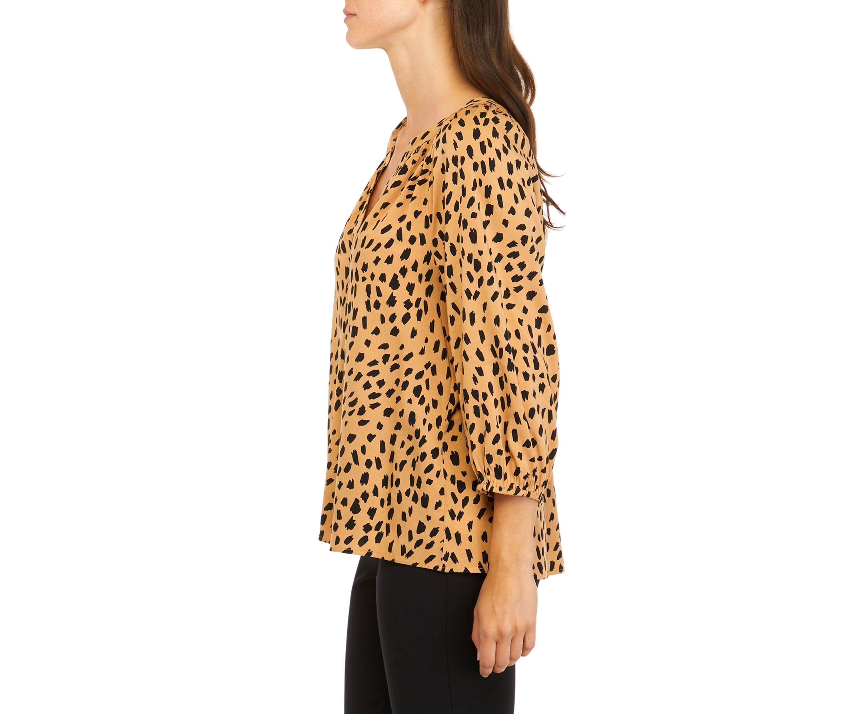 Womens 3/4 Sleeve Animal Print Top