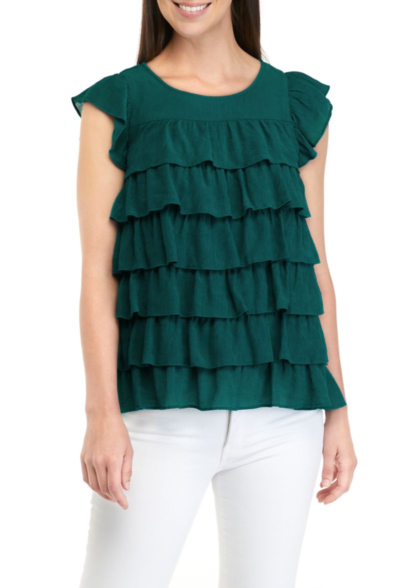 Womens Short Sleeve Tiered Ruffle Top