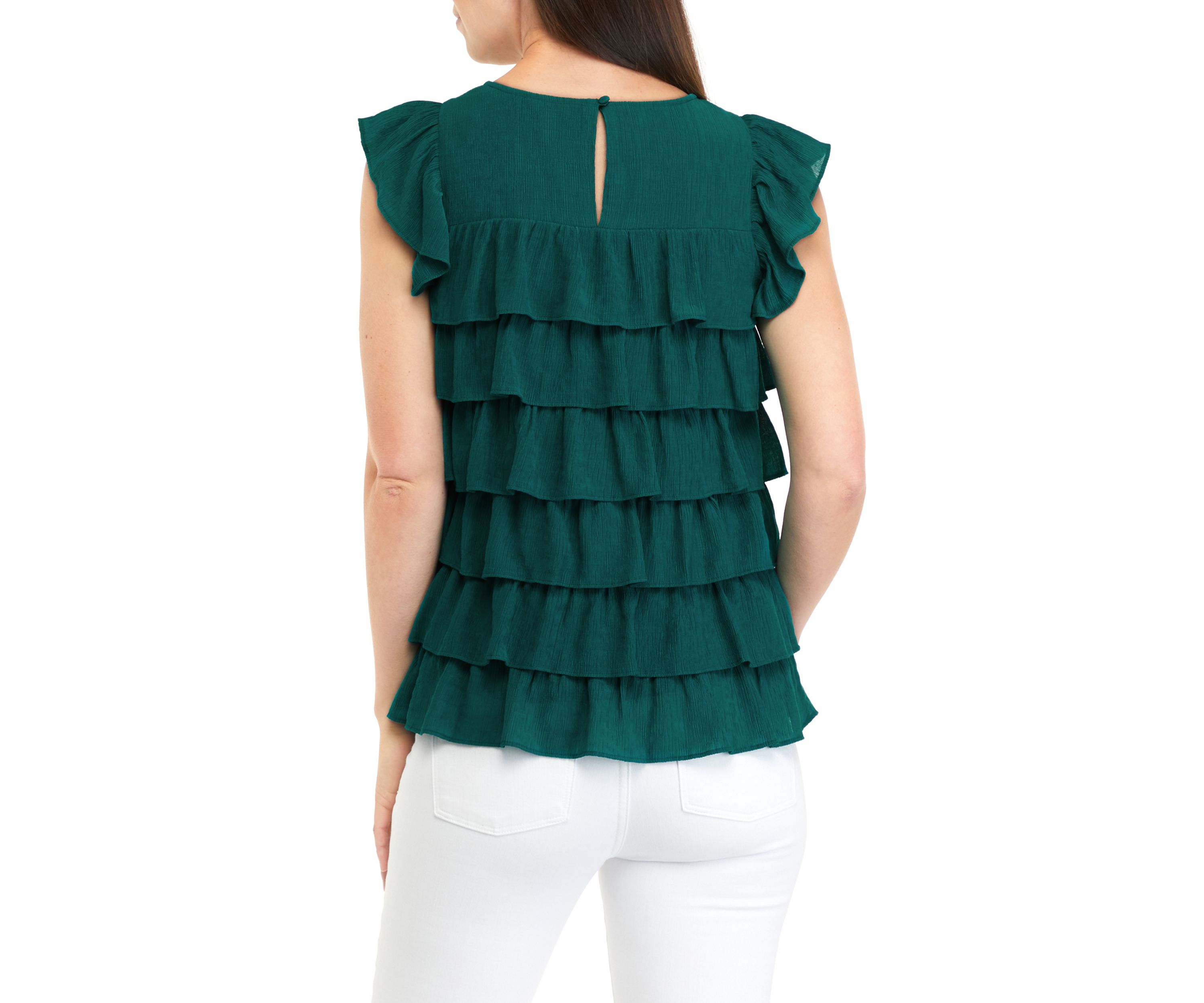 Womens Short Sleeve Tiered Ruffle Top