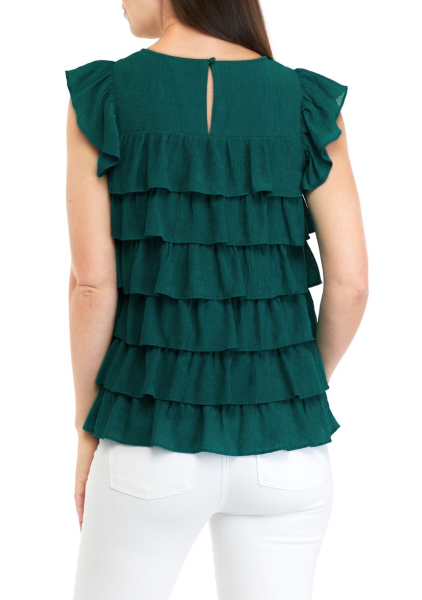 Womens Short Sleeve Tiered Ruffle Top