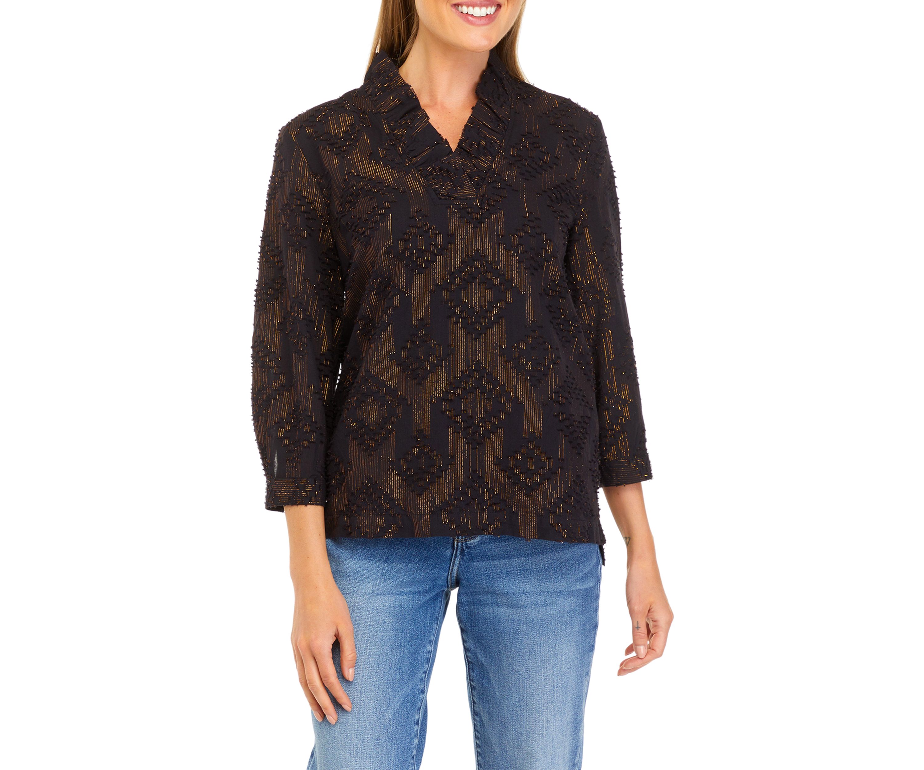 Womens Ruffle Neck Top