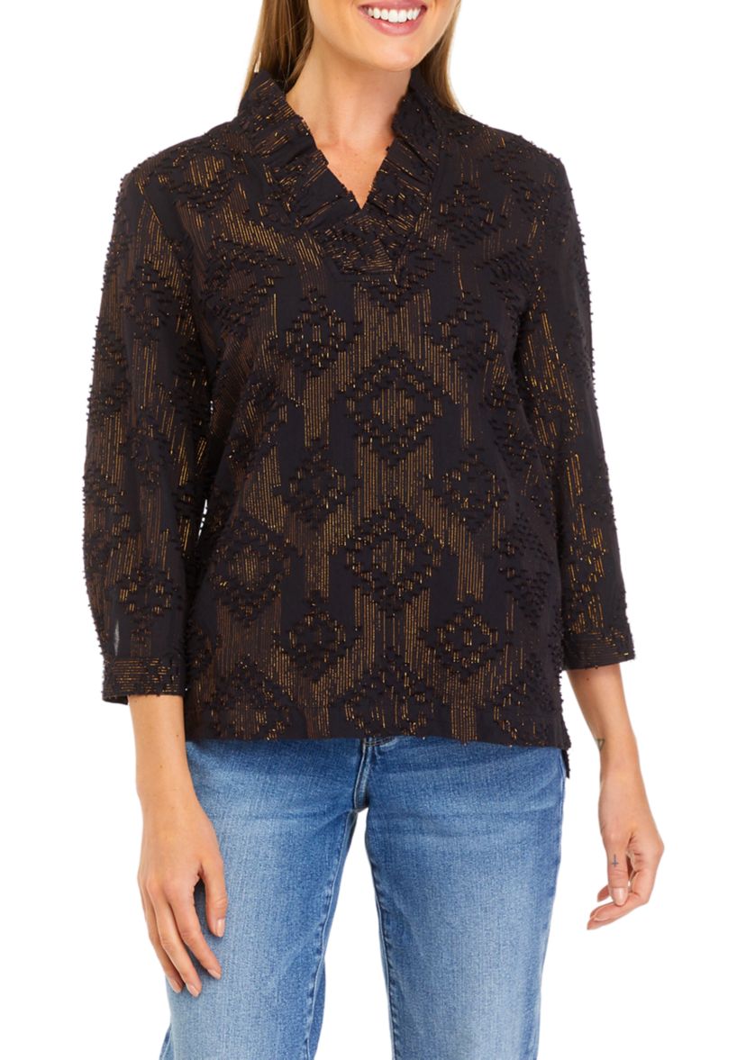 Womens Ruffle Neck Top