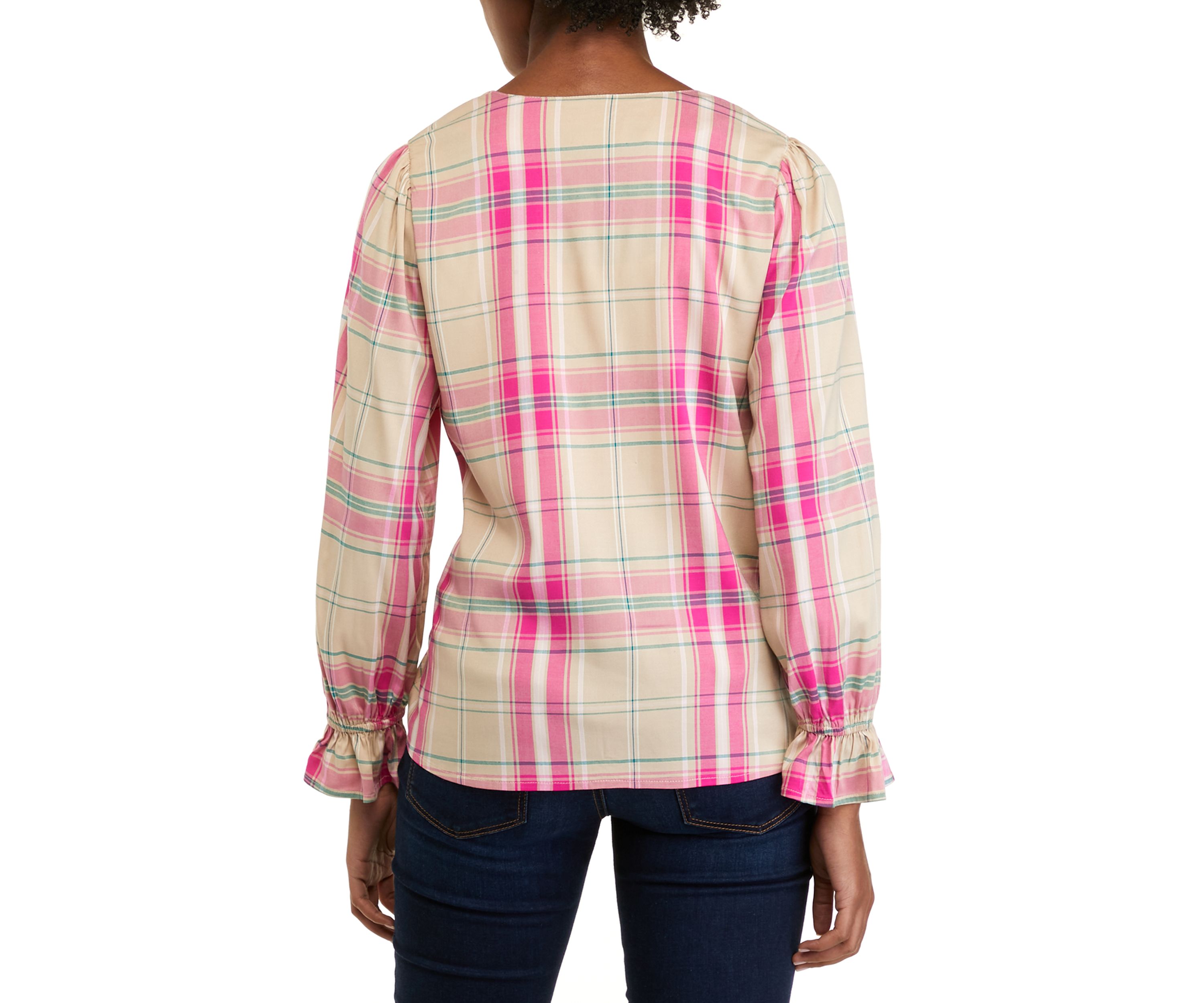 Womens Long Sleeve Ruffle Peasant Top
