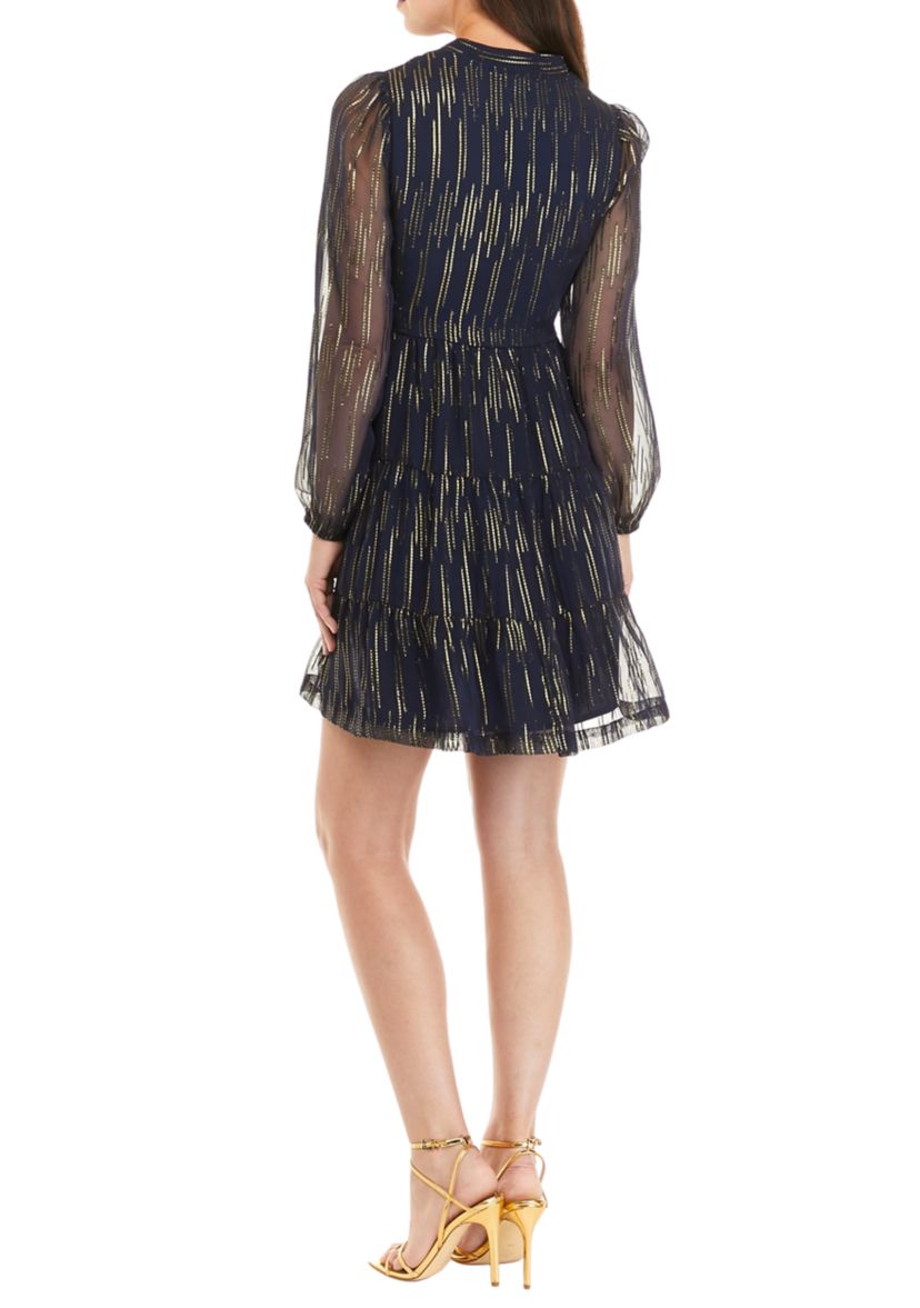 Womens Long Sleeve Tiered Dress 