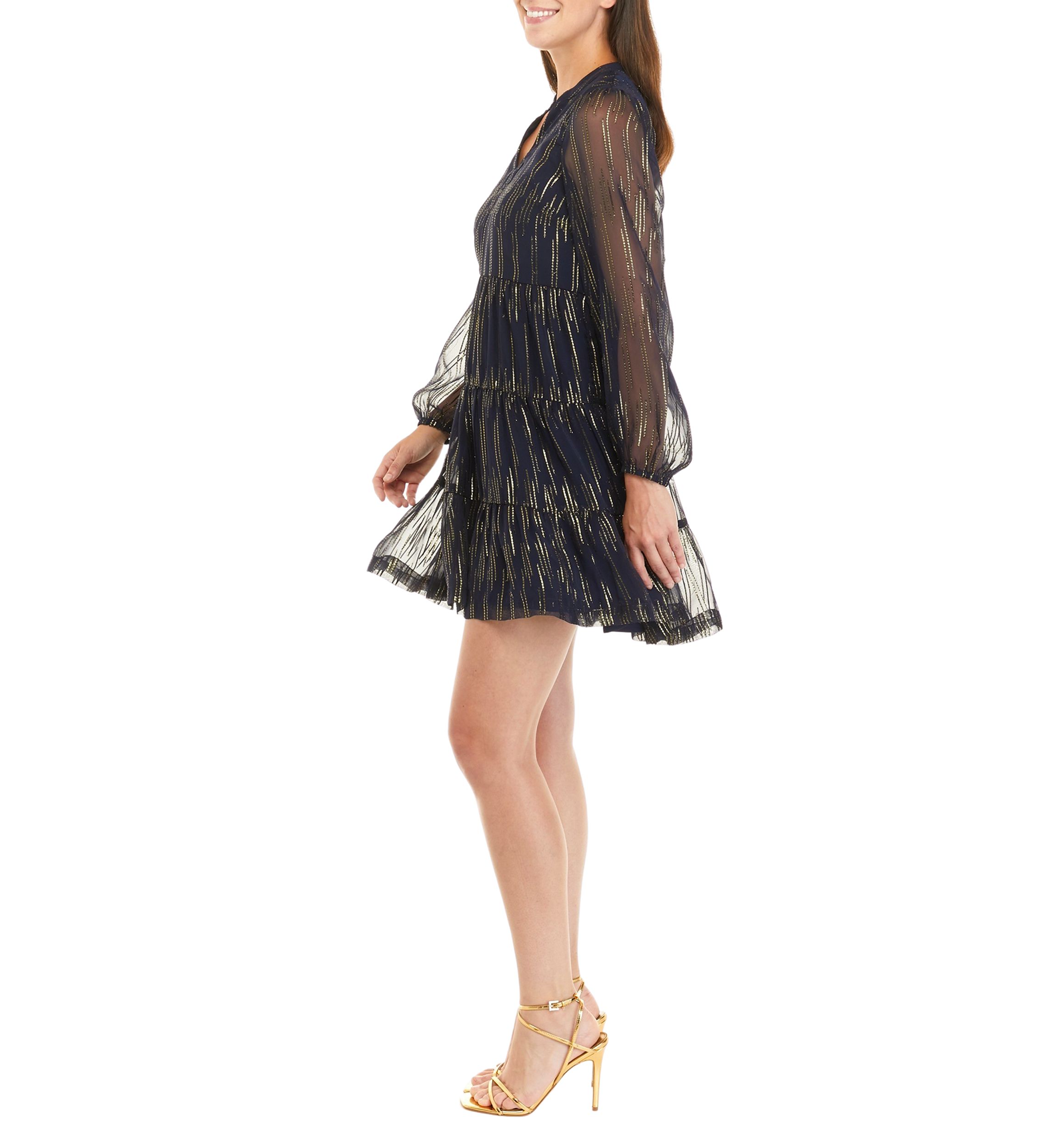 Womens Long Sleeve Tiered Dress 