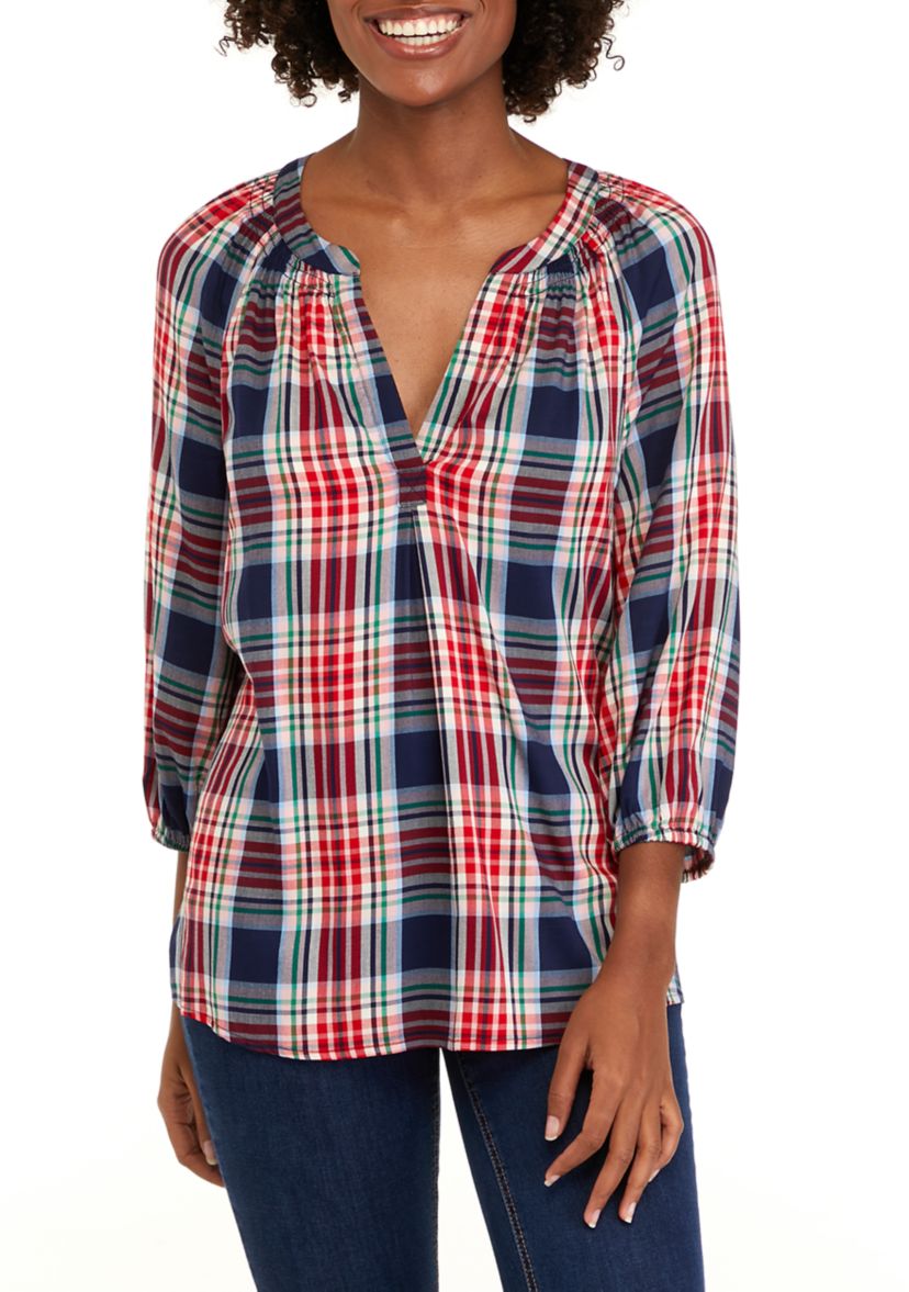 Womens 3/4 Sleeve Peasant Top