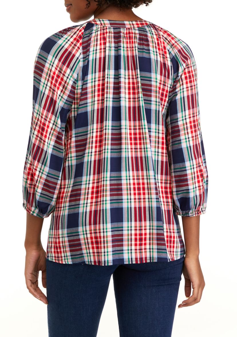 Womens 3/4 Sleeve Peasant Top