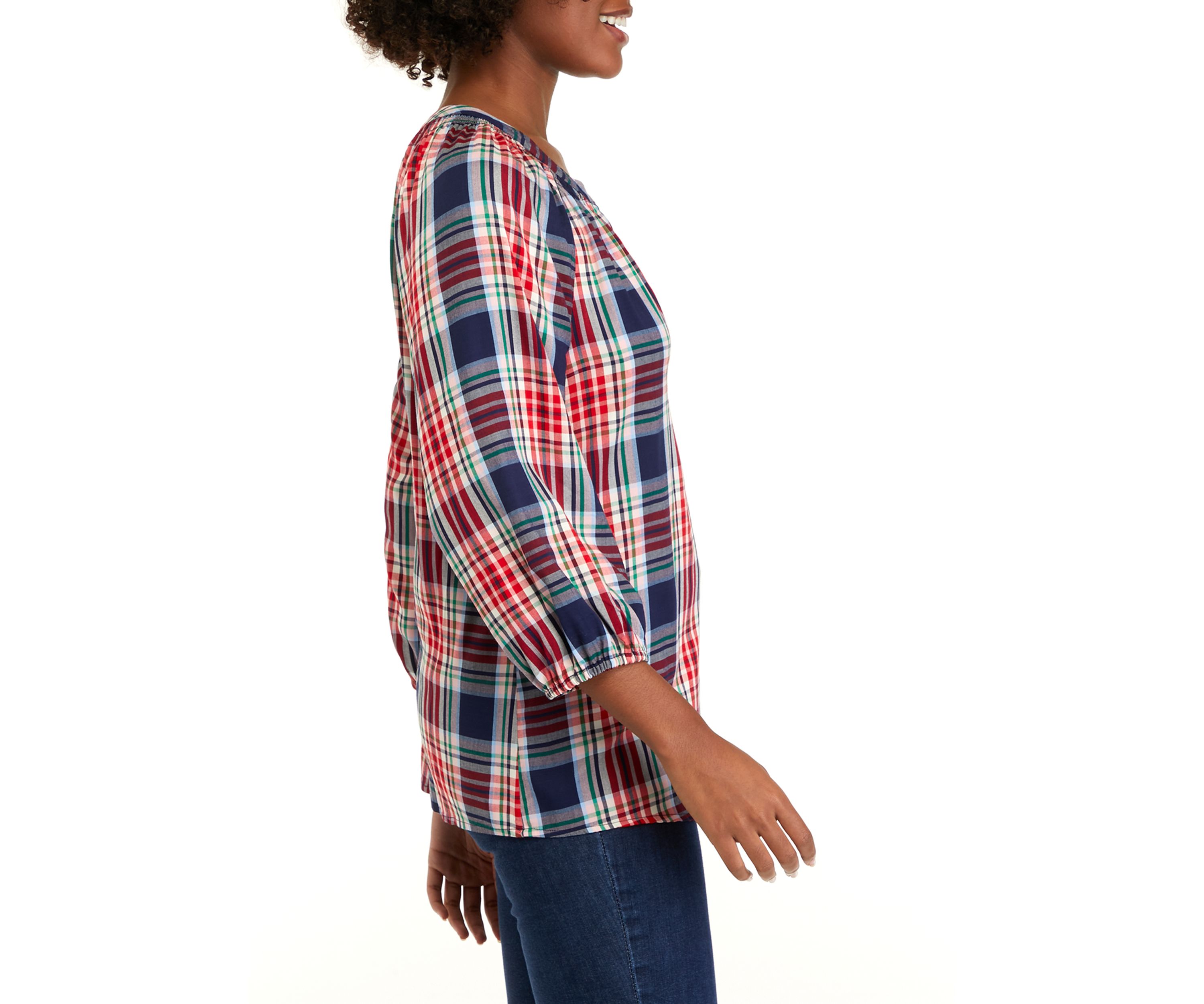 Womens 3/4 Sleeve Peasant Top