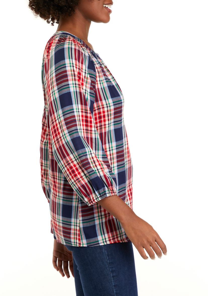 Womens 3/4 Sleeve Peasant Top