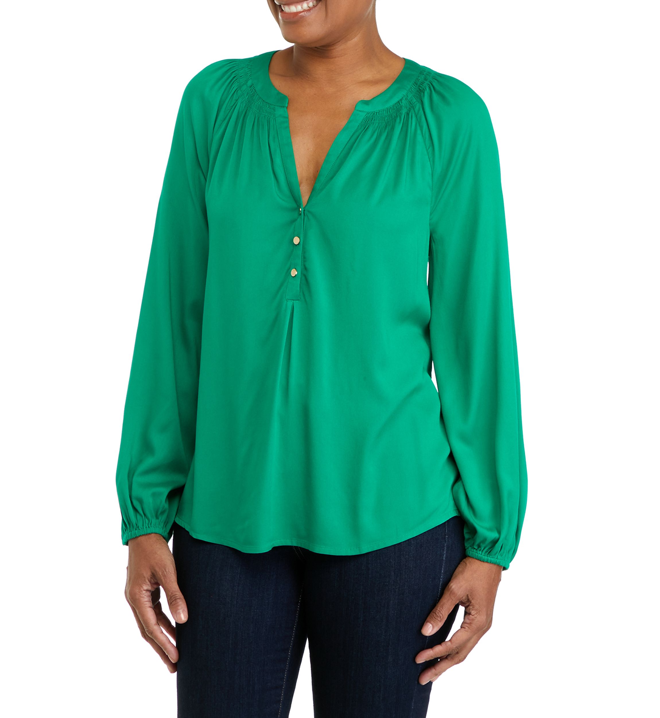 Womens Long Sleeve Peasant Top