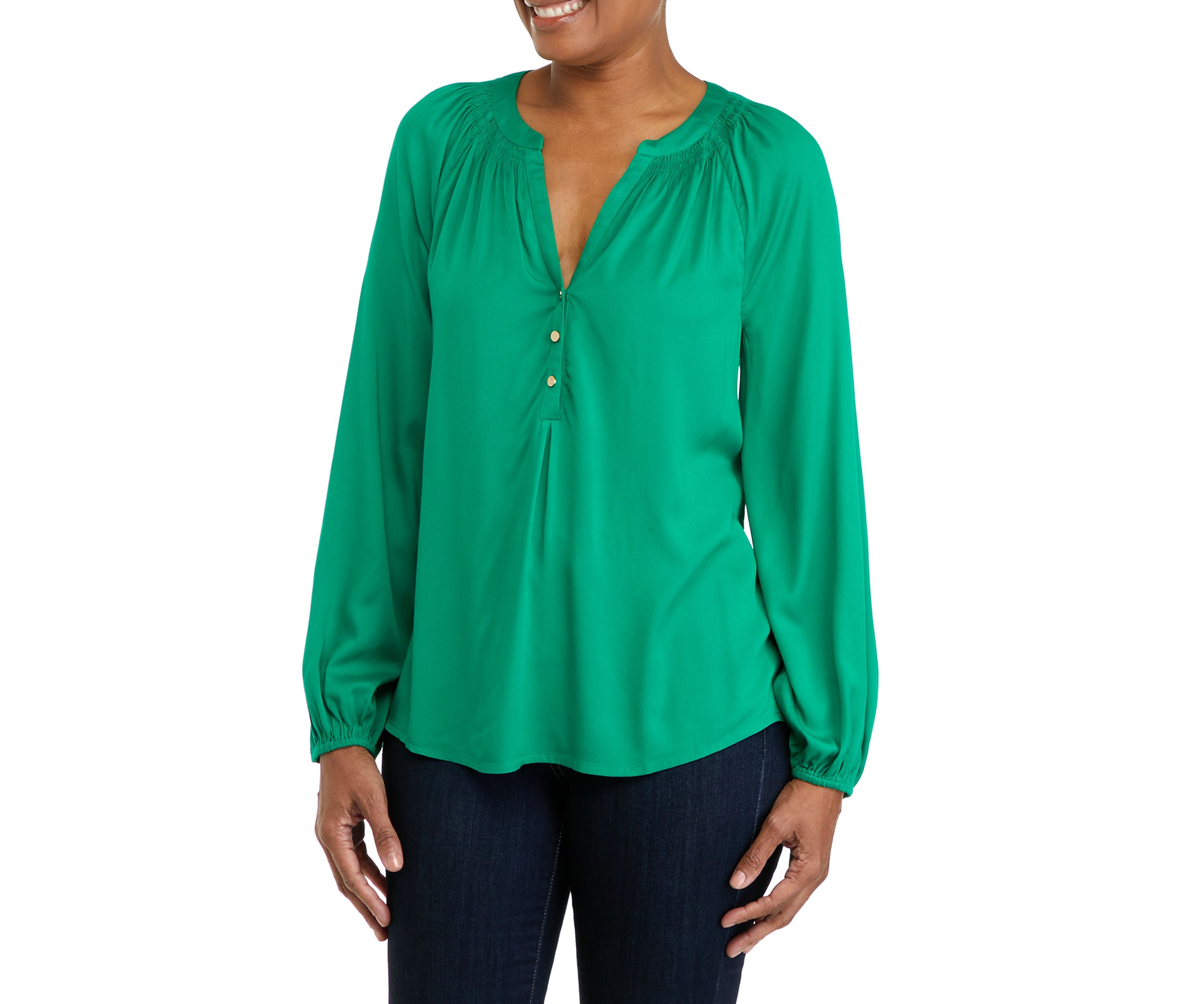 Womens Long Sleeve Peasant Top