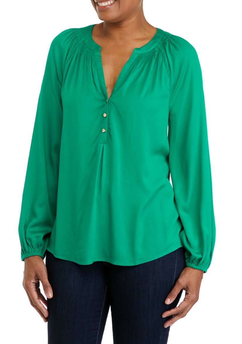 Womens Long Sleeve Peasant Top
