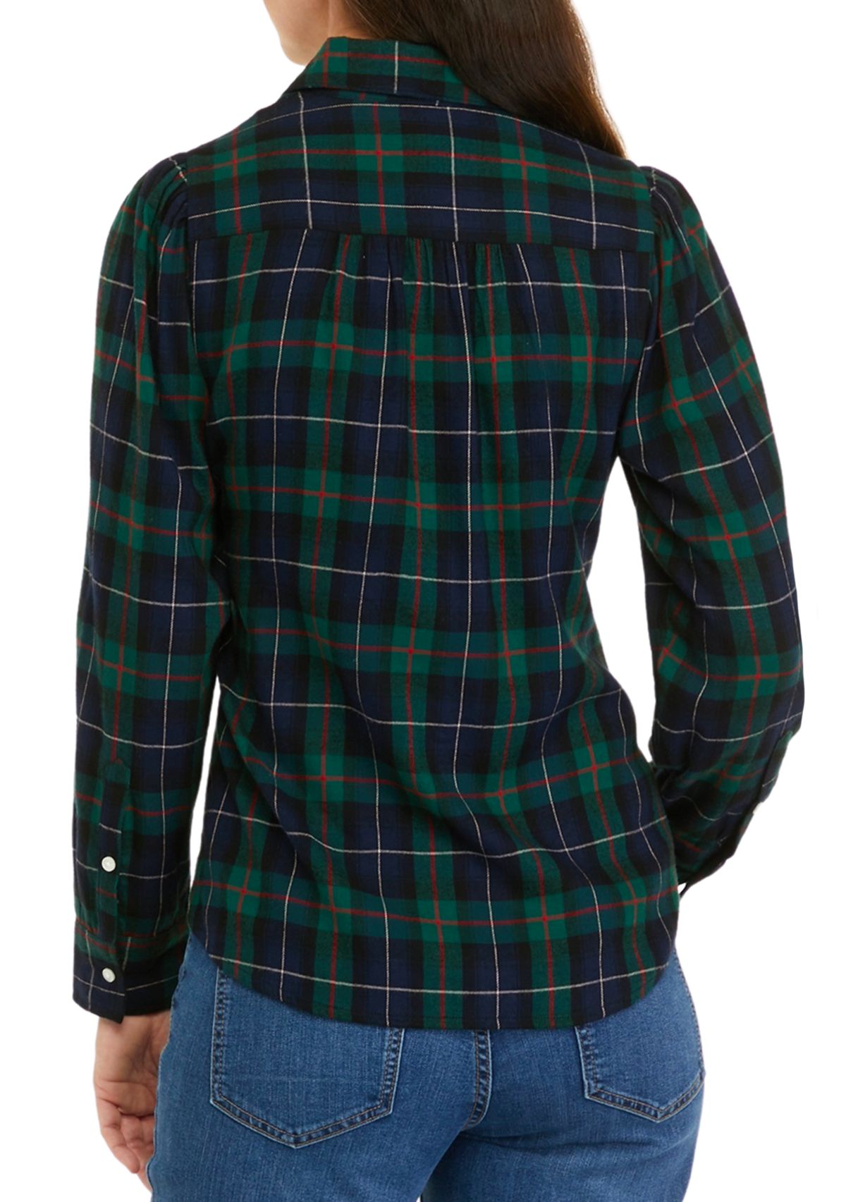 Womens Long Puff Sleeve Boyfriend Shirt