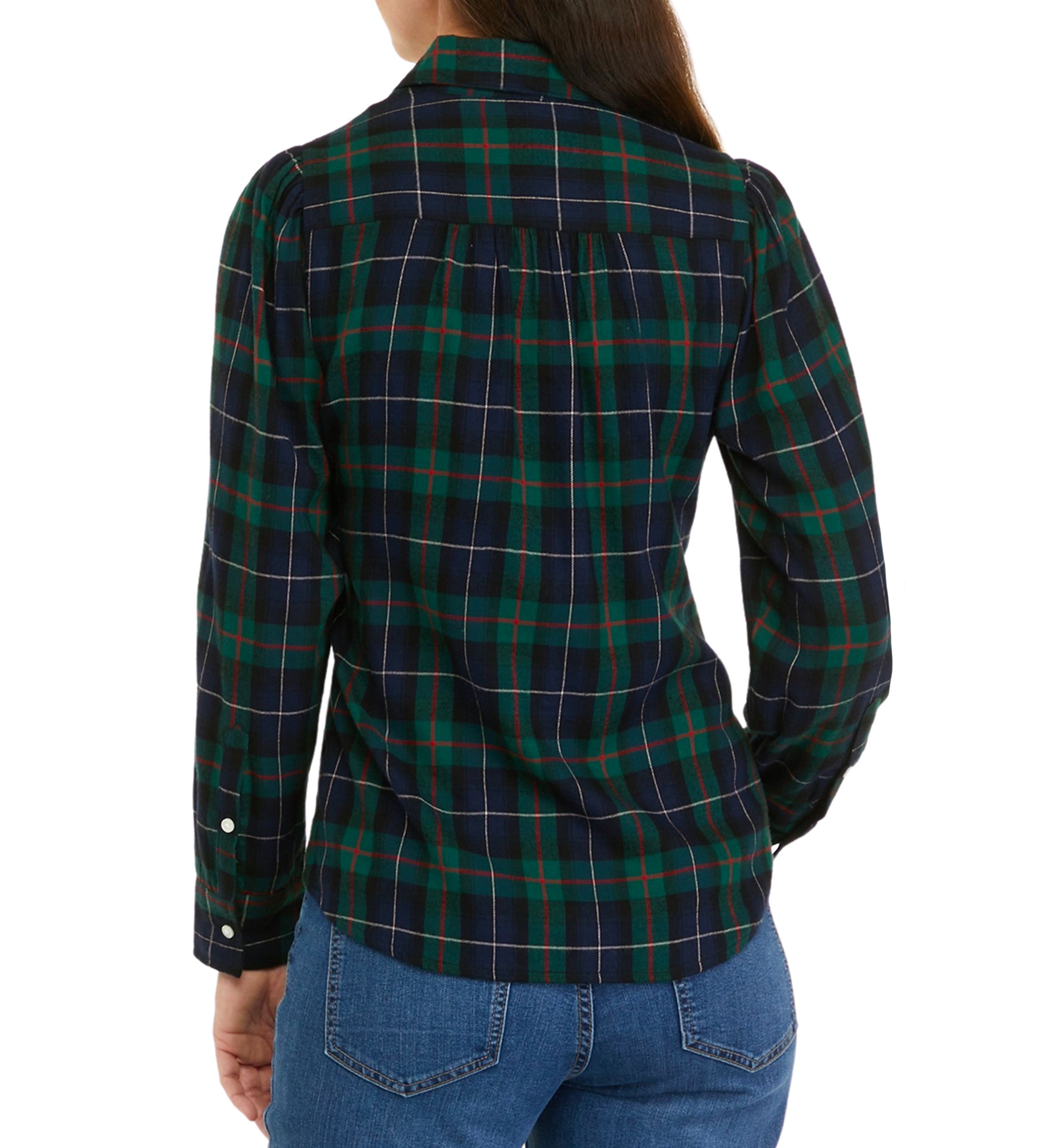 Womens Long Puff Sleeve Boyfriend Shirt