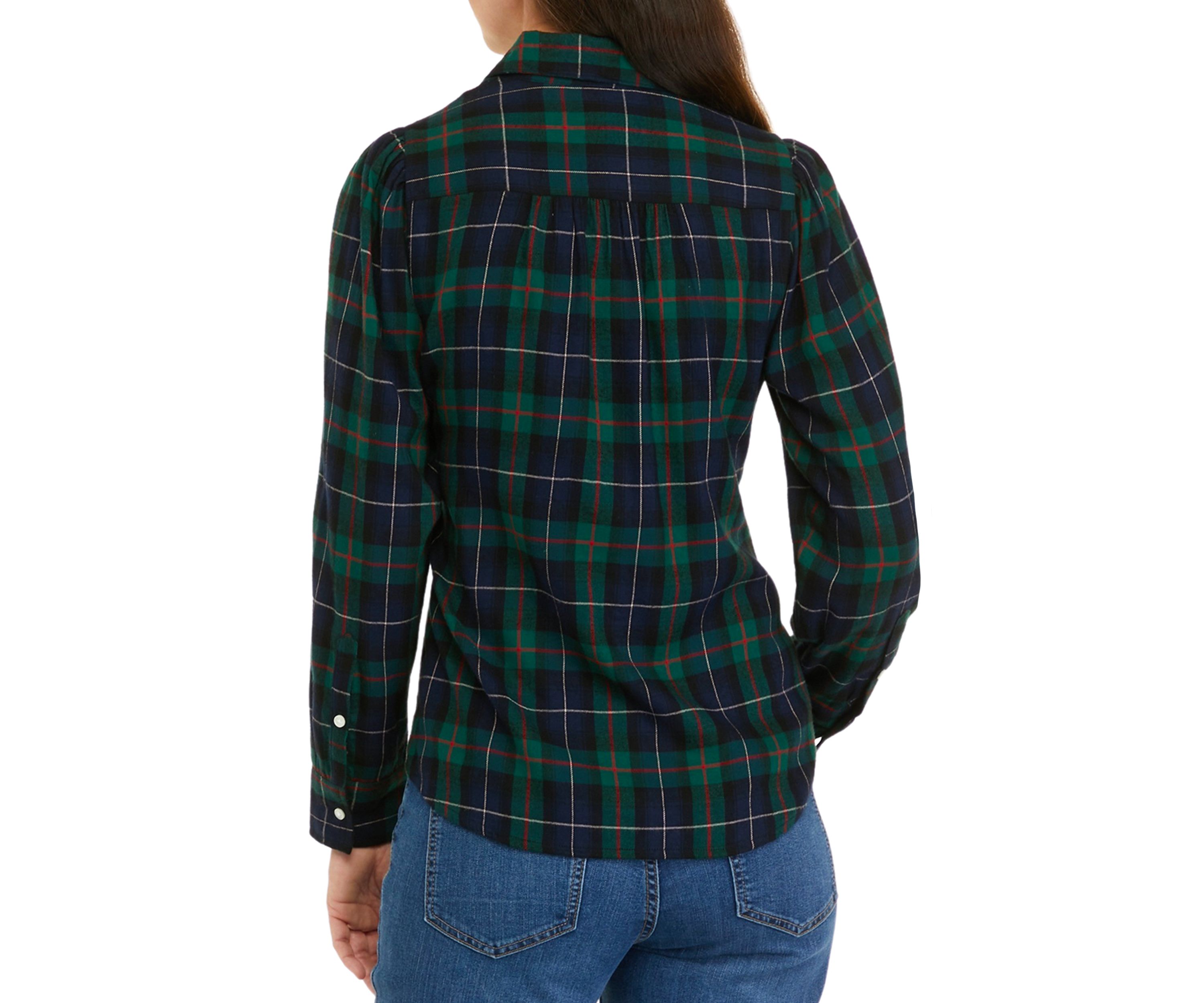 Womens Long Puff Sleeve Boyfriend Shirt