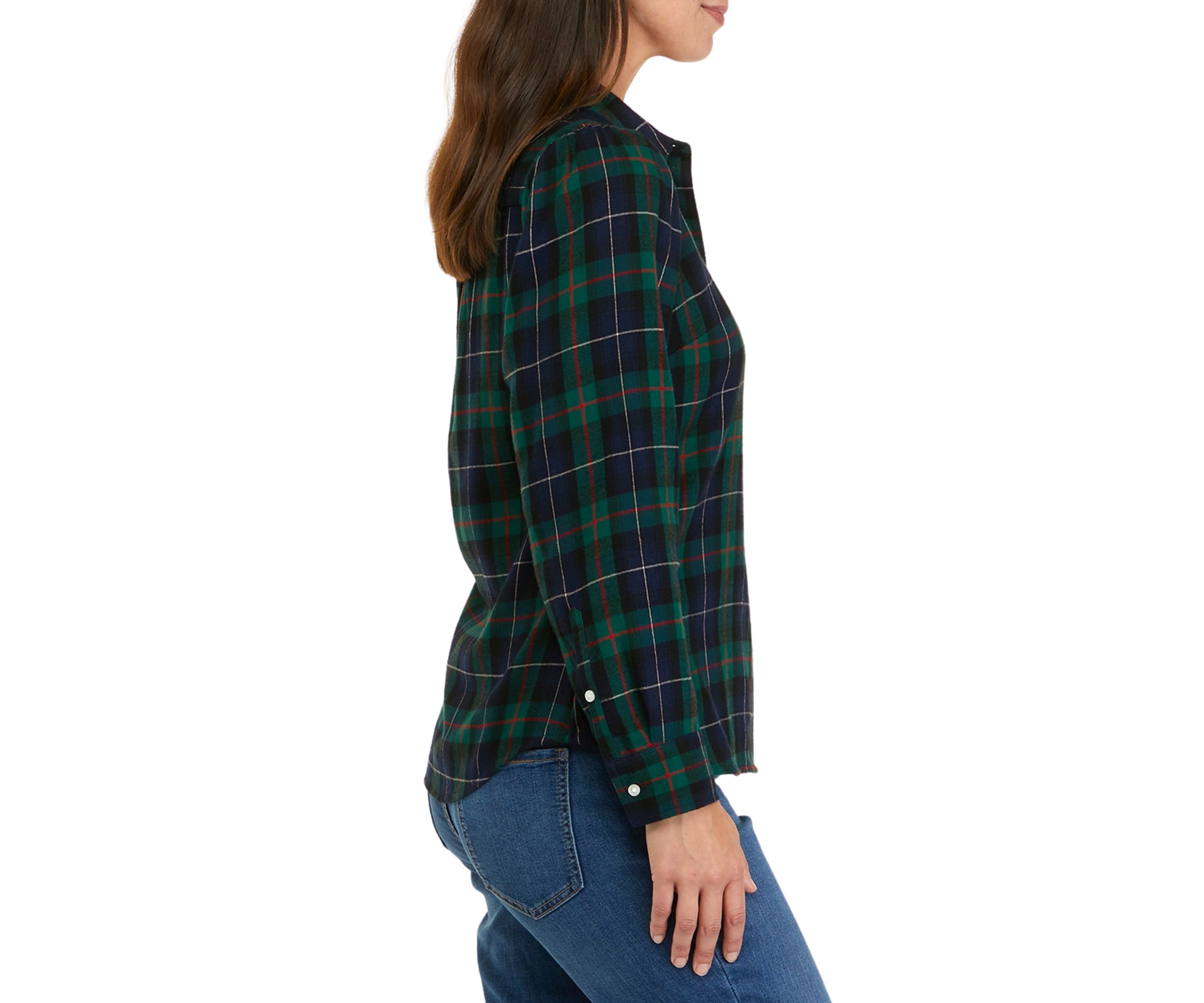 Womens Long Puff Sleeve Boyfriend Shirt