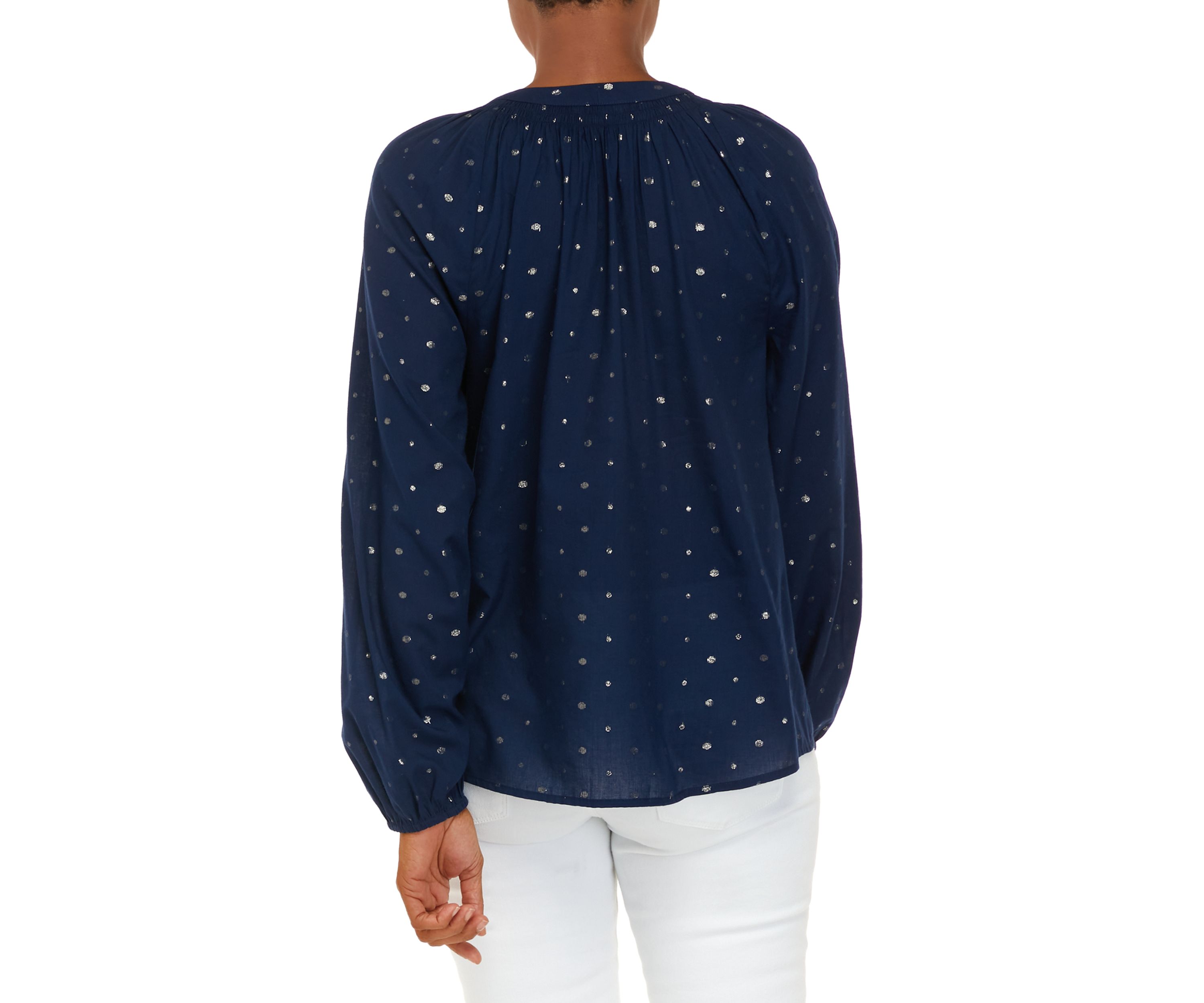 Womens Henley Peasant Top