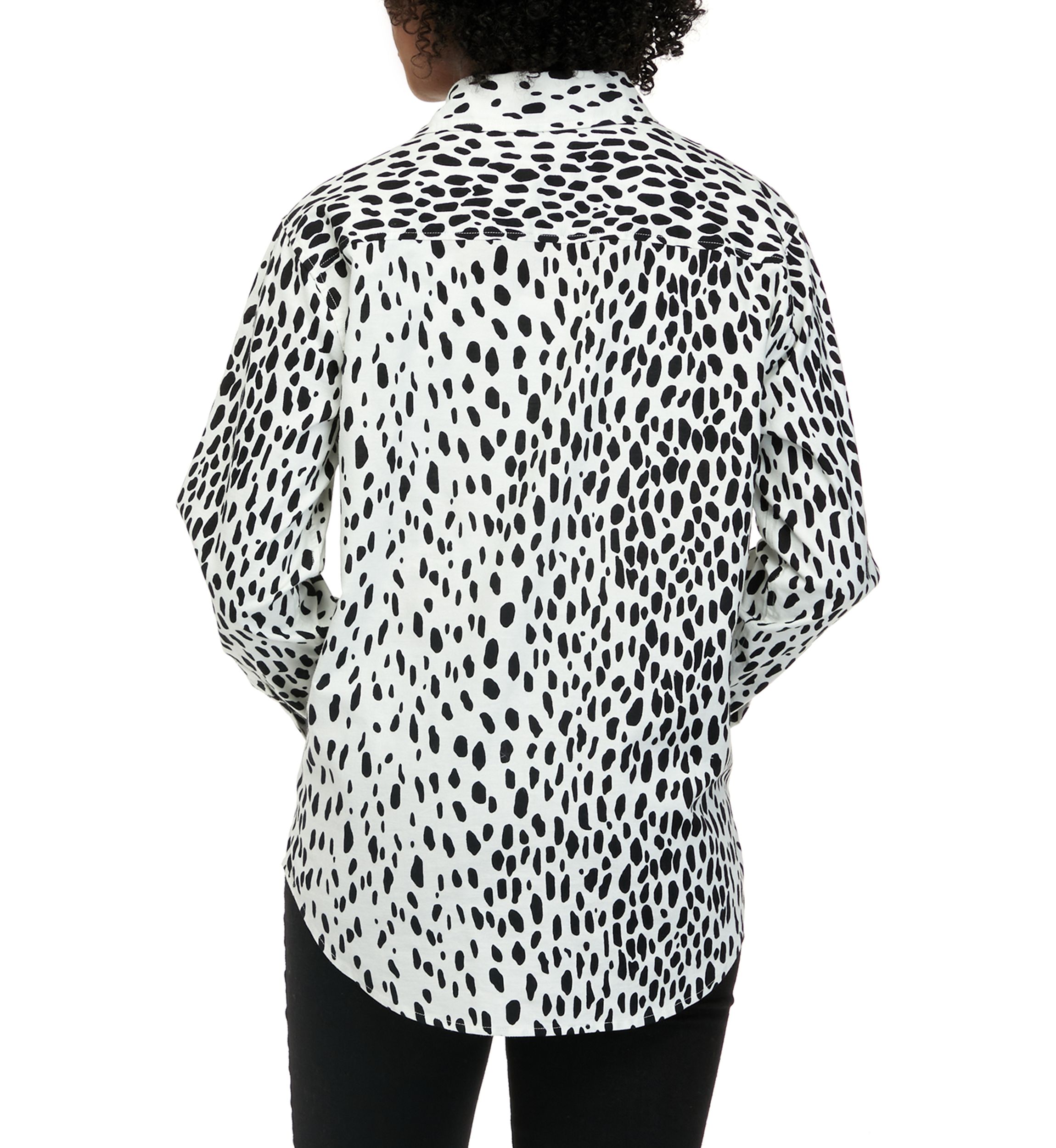 Womens Long Sleeve Oxford Boyfriend Printed Shirt