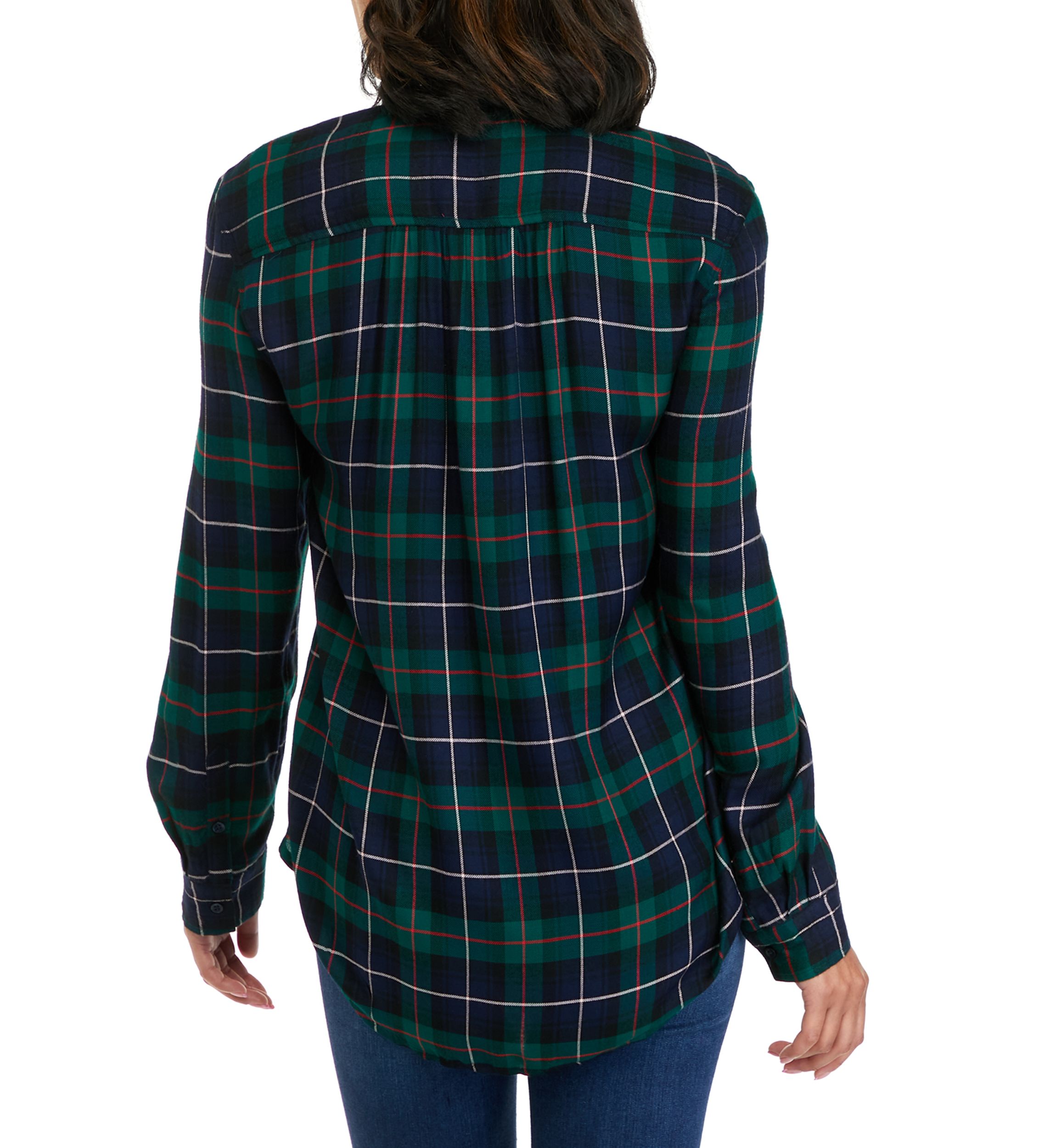 Womens Ruffle Plaid Top