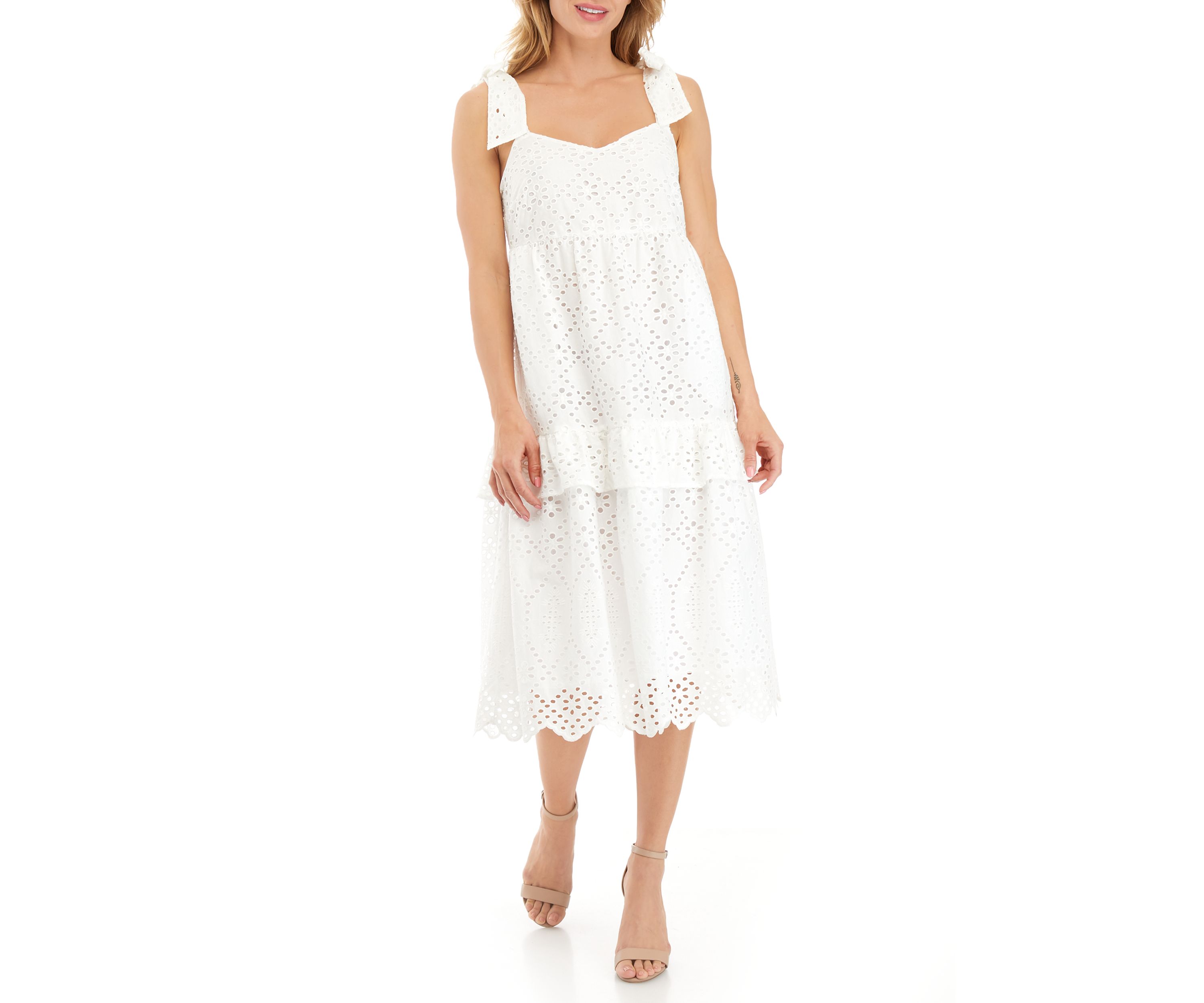 Womens Tie Strap Midi Dress