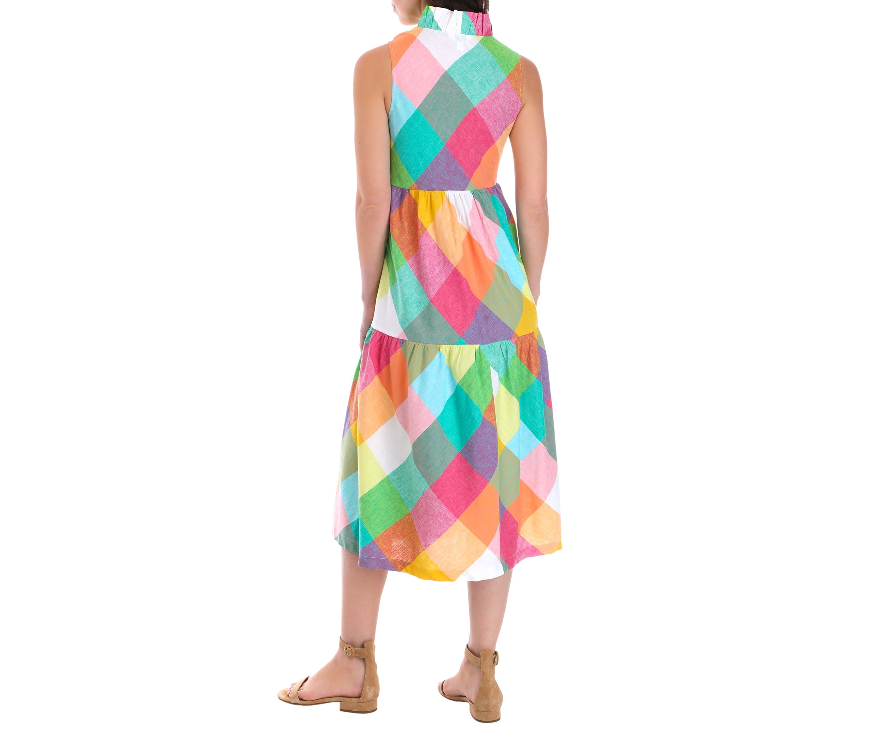 Womens Ruffle Neck Midi Dress