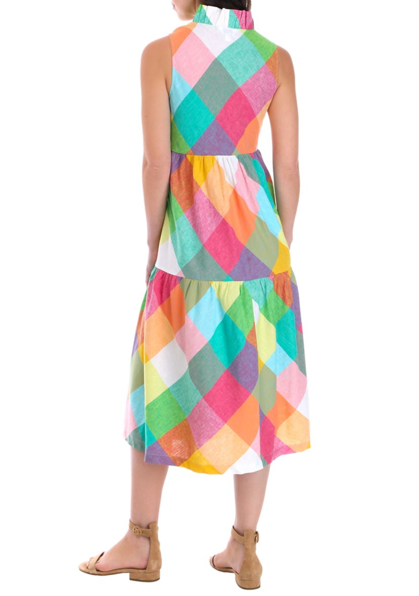 Womens Ruffle Neck Midi Dress