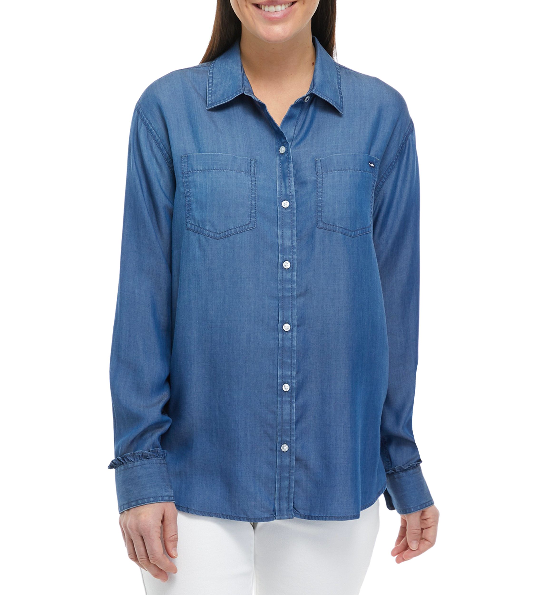 Womens Chambray Button Down Shirt