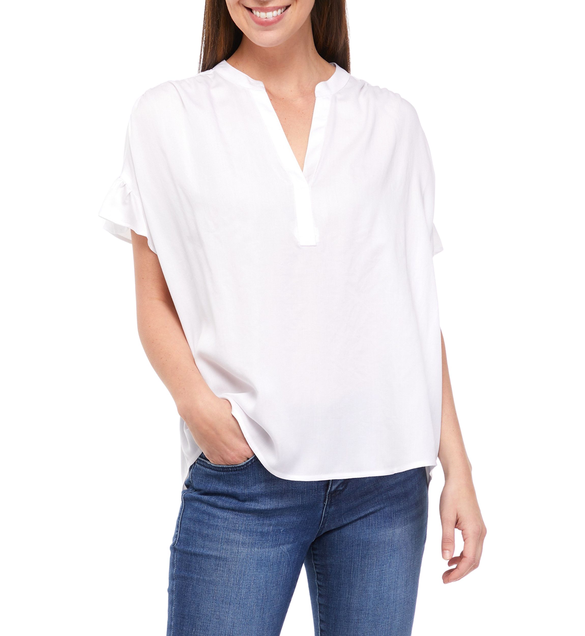 Womens Short Sleeve Popover Dolman Top