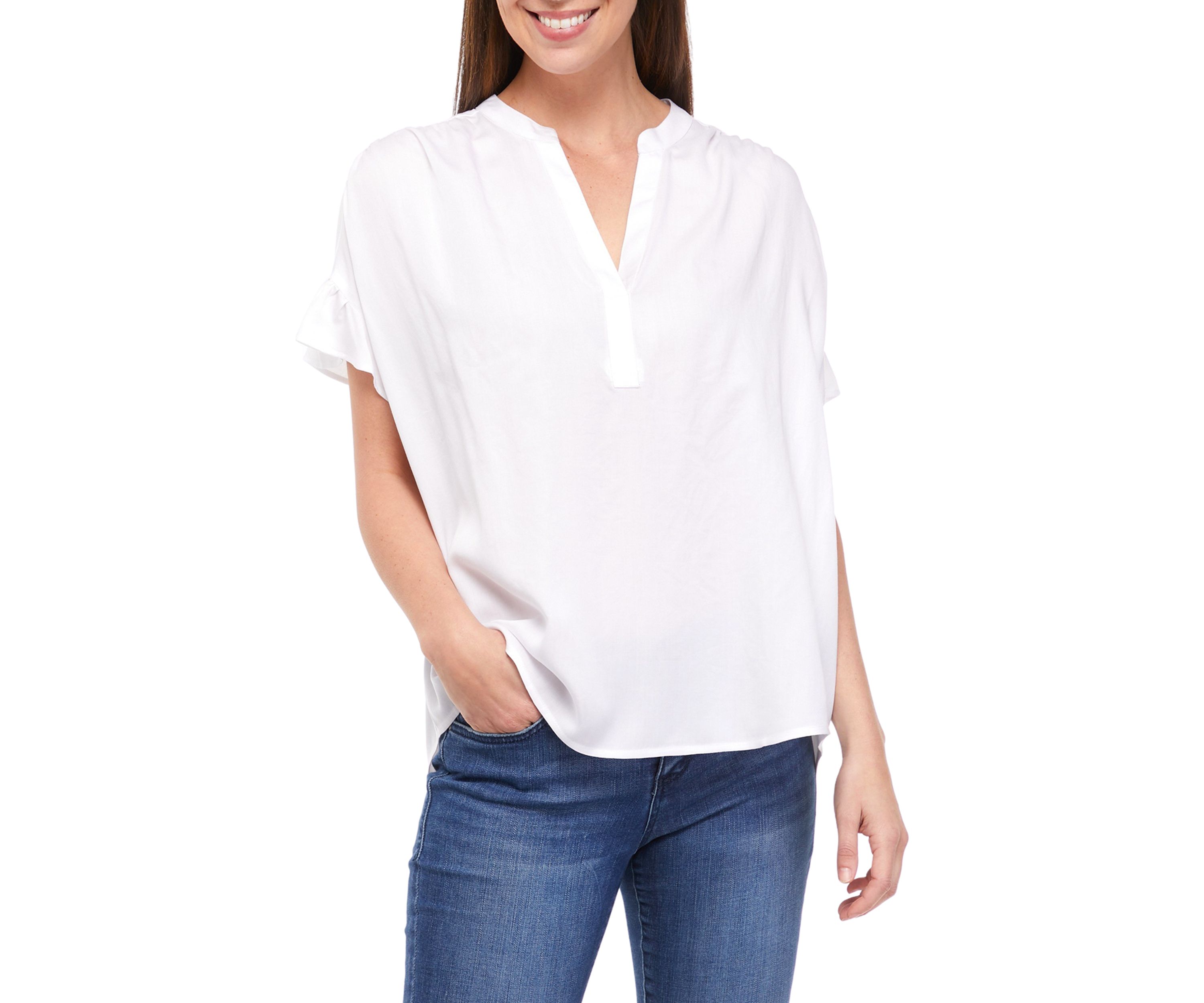 Womens Short Sleeve Popover Dolman Top