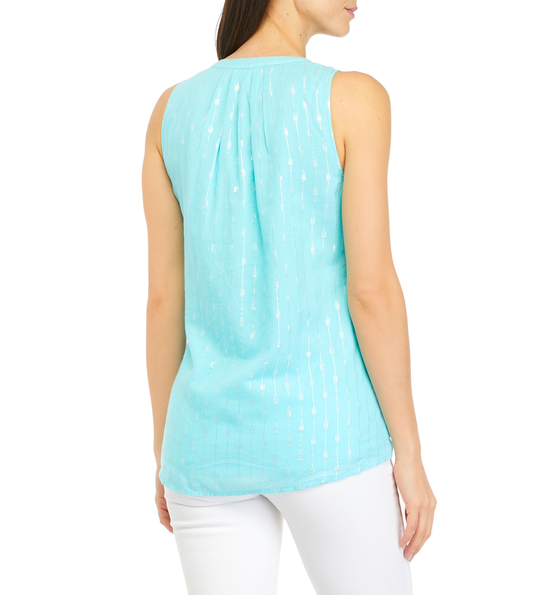Womens Sleeveless Henley Neck Top
