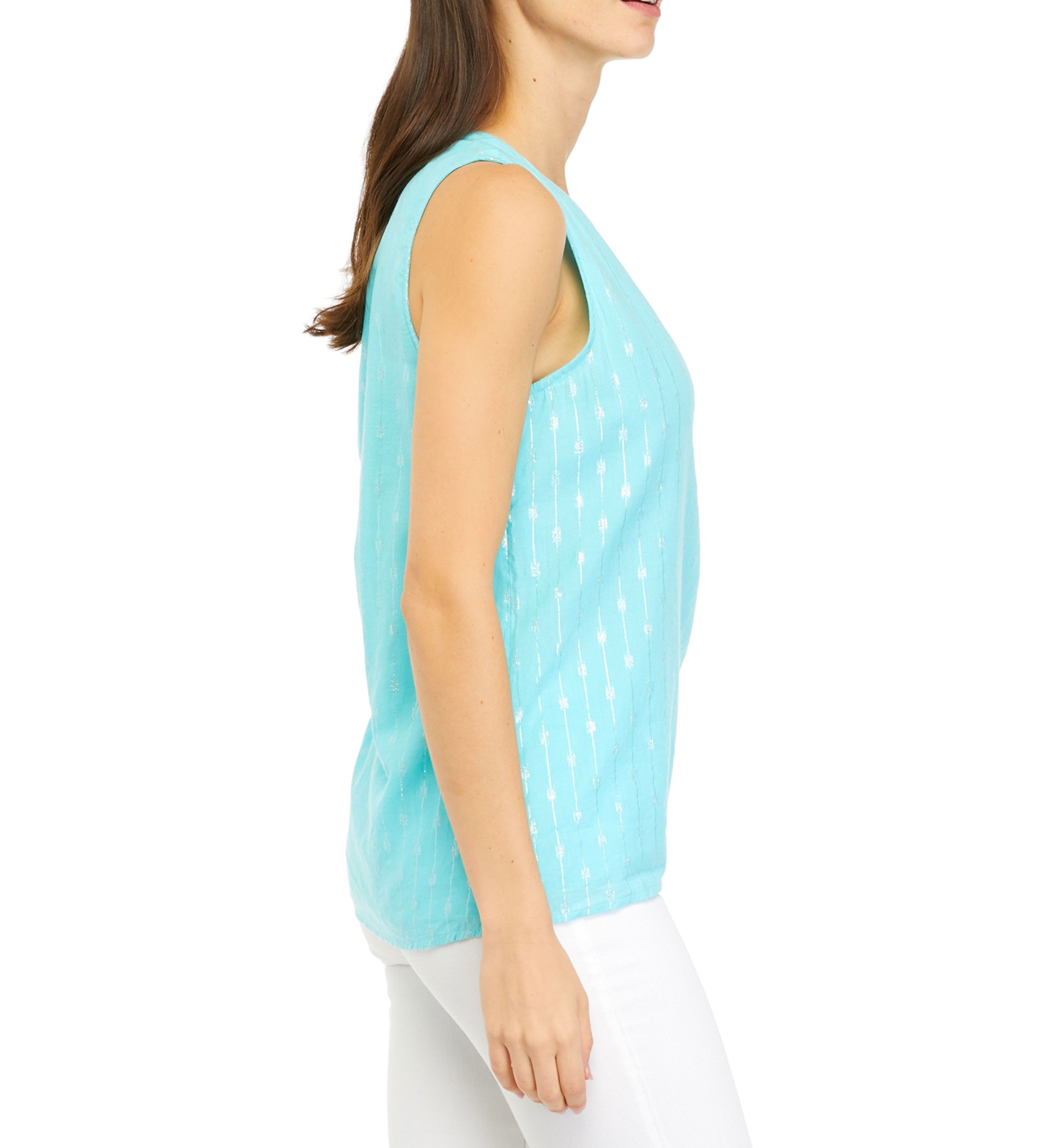 Womens Sleeveless Henley Neck Top