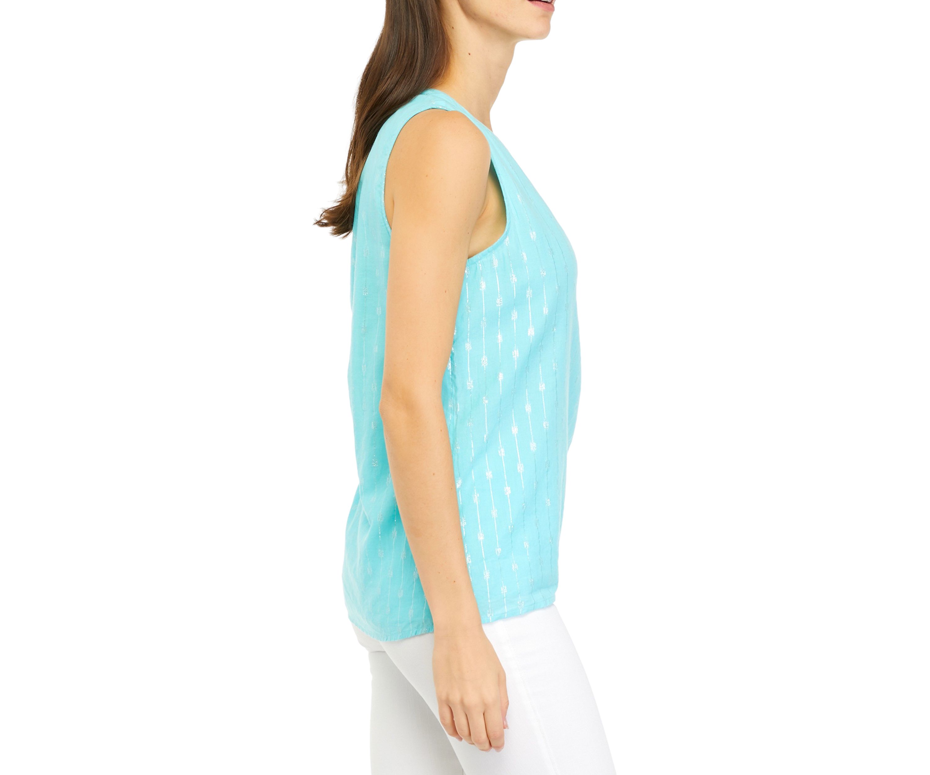 Womens Sleeveless Henley Neck Top