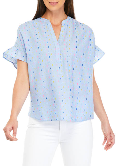 Crown & Ivy™ Womens Short Sleeve Popover Shirt