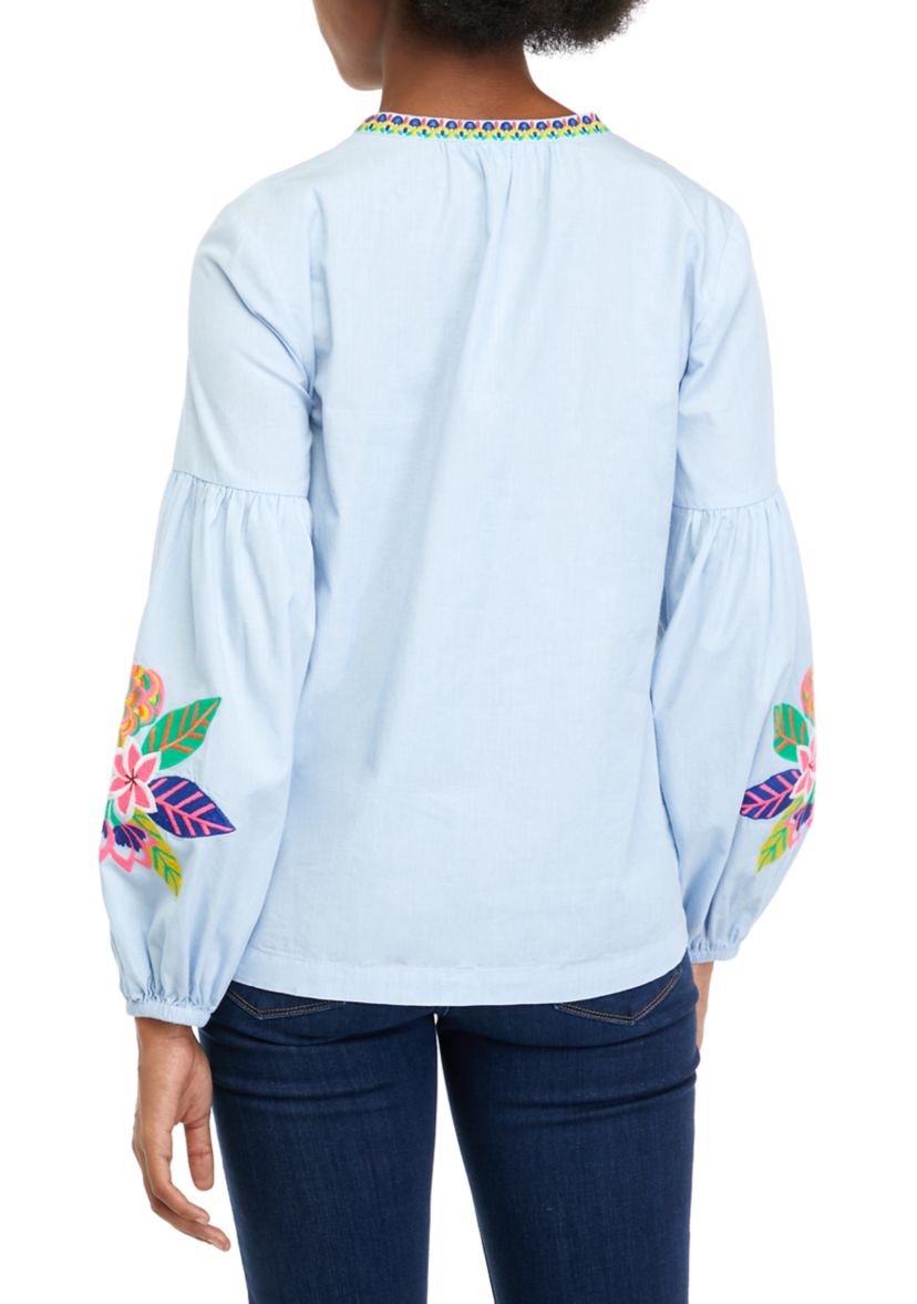 Womens Embroidered Peasant Top