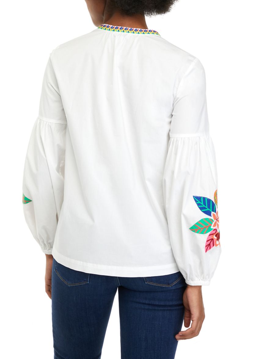 Womens Embroidered Peasant Top