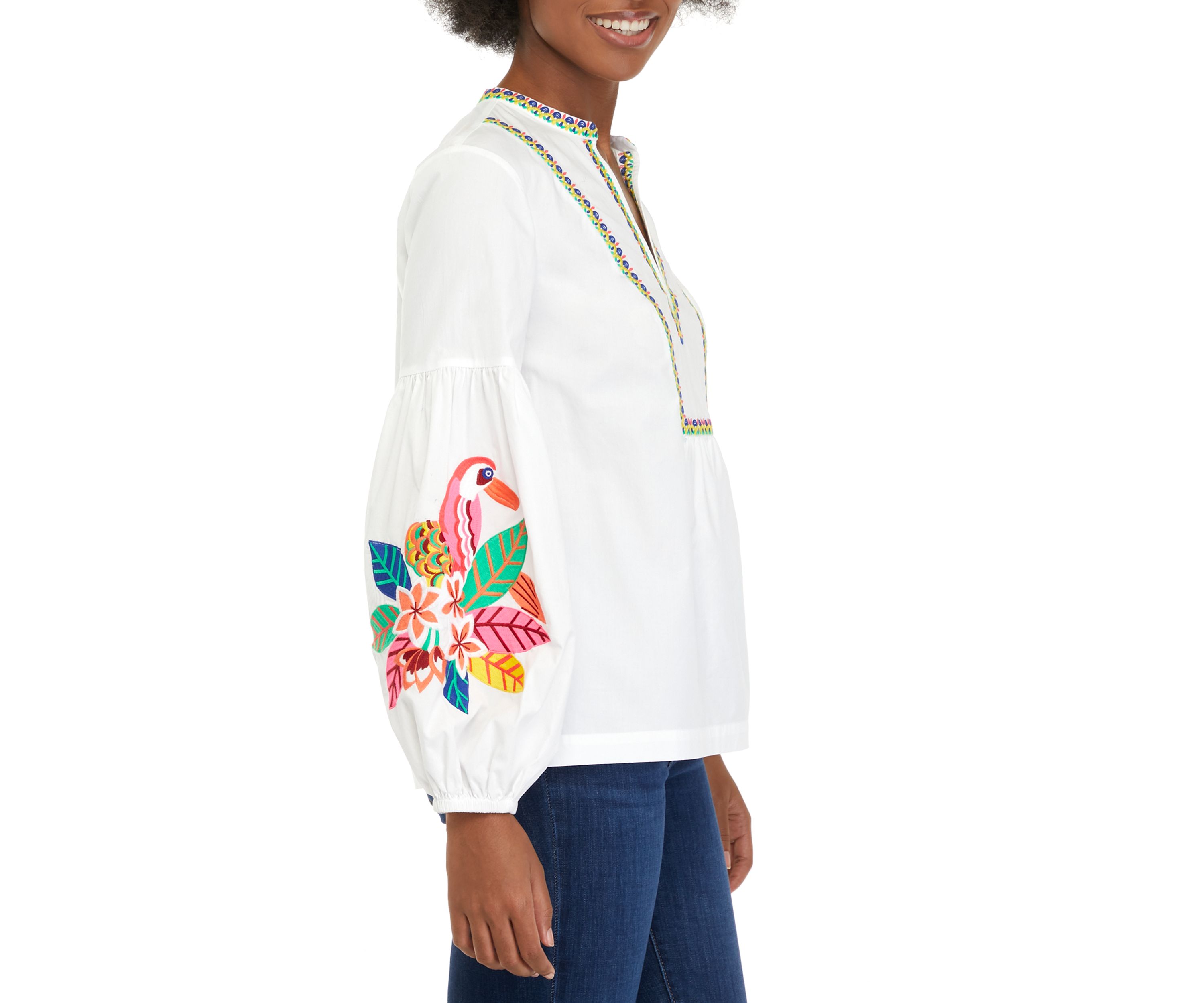 Womens Embroidered Peasant Top