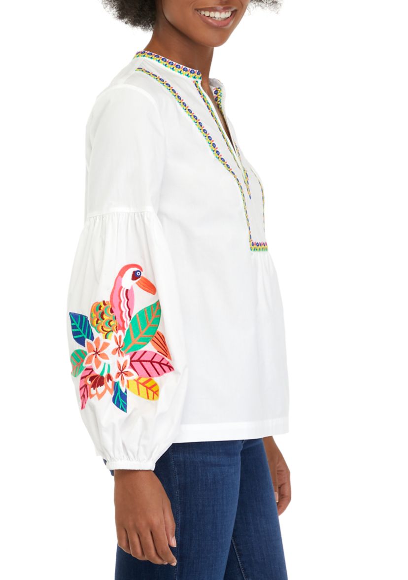 Womens Embroidered Peasant Top