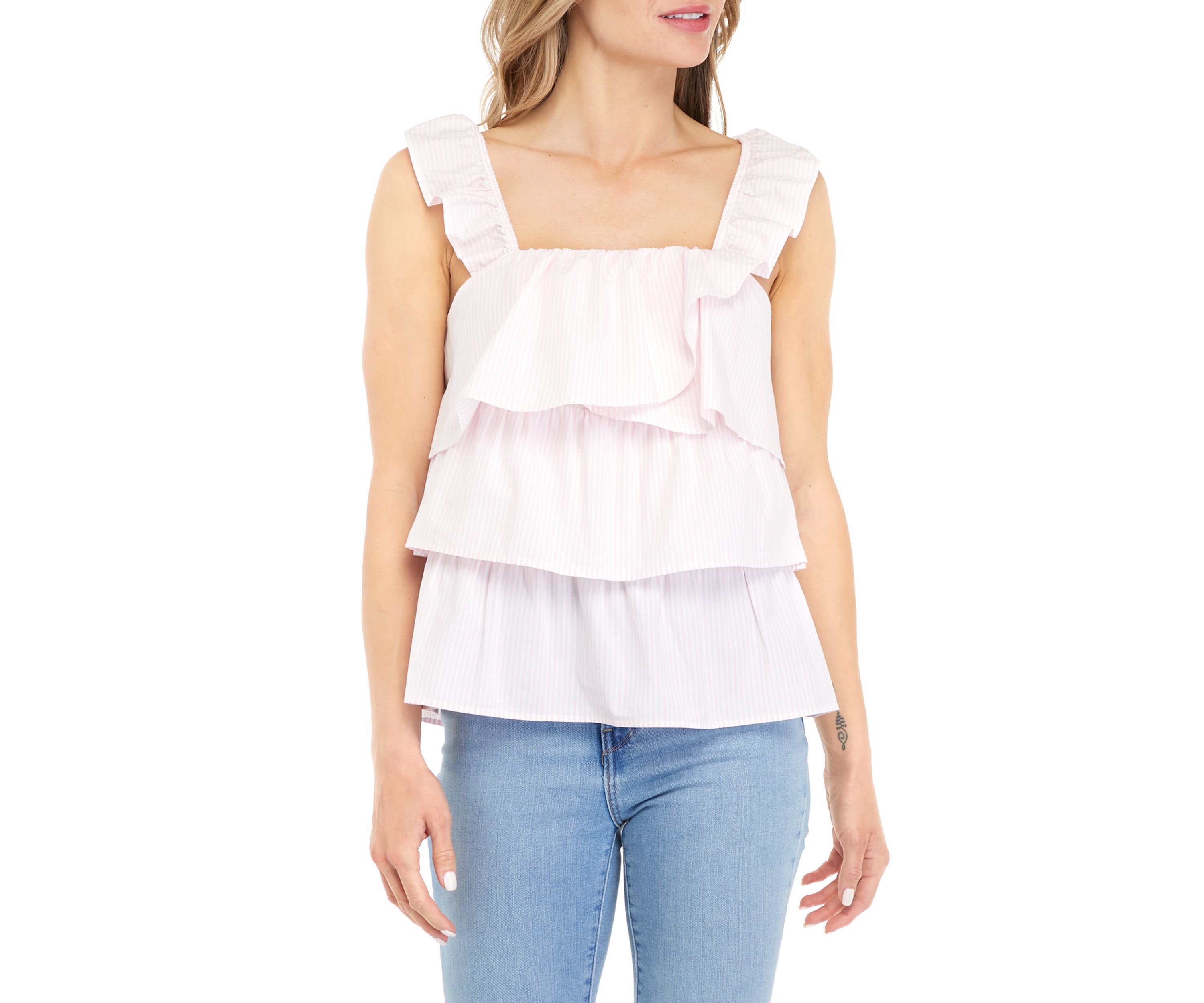 Womens Sleeveless Tiered Top