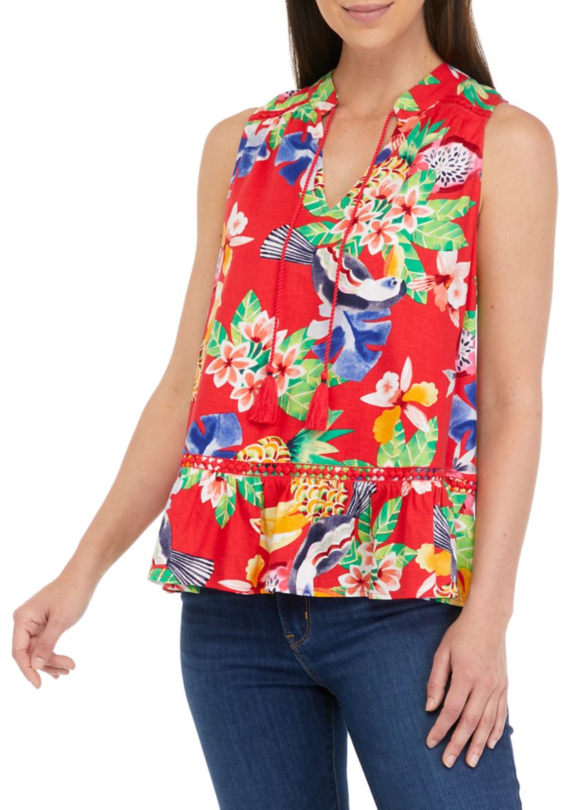 Womens Crochet Peasant Top