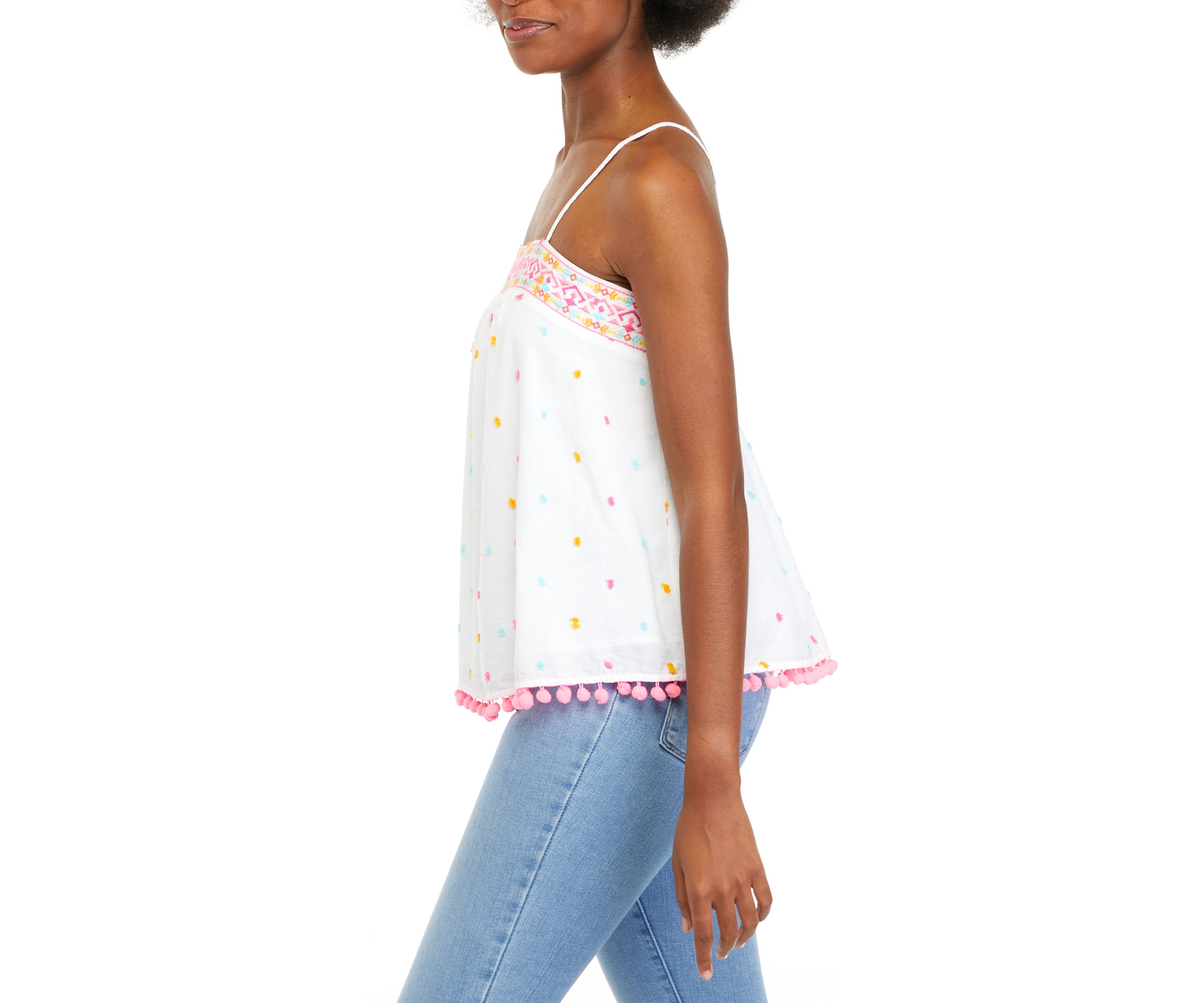 Womens Embroidered Babydoll Top