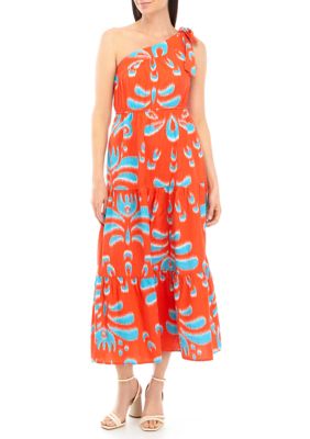 Crown & Ivy™ Women's One-Shoulder Printed Midi Dress | belk