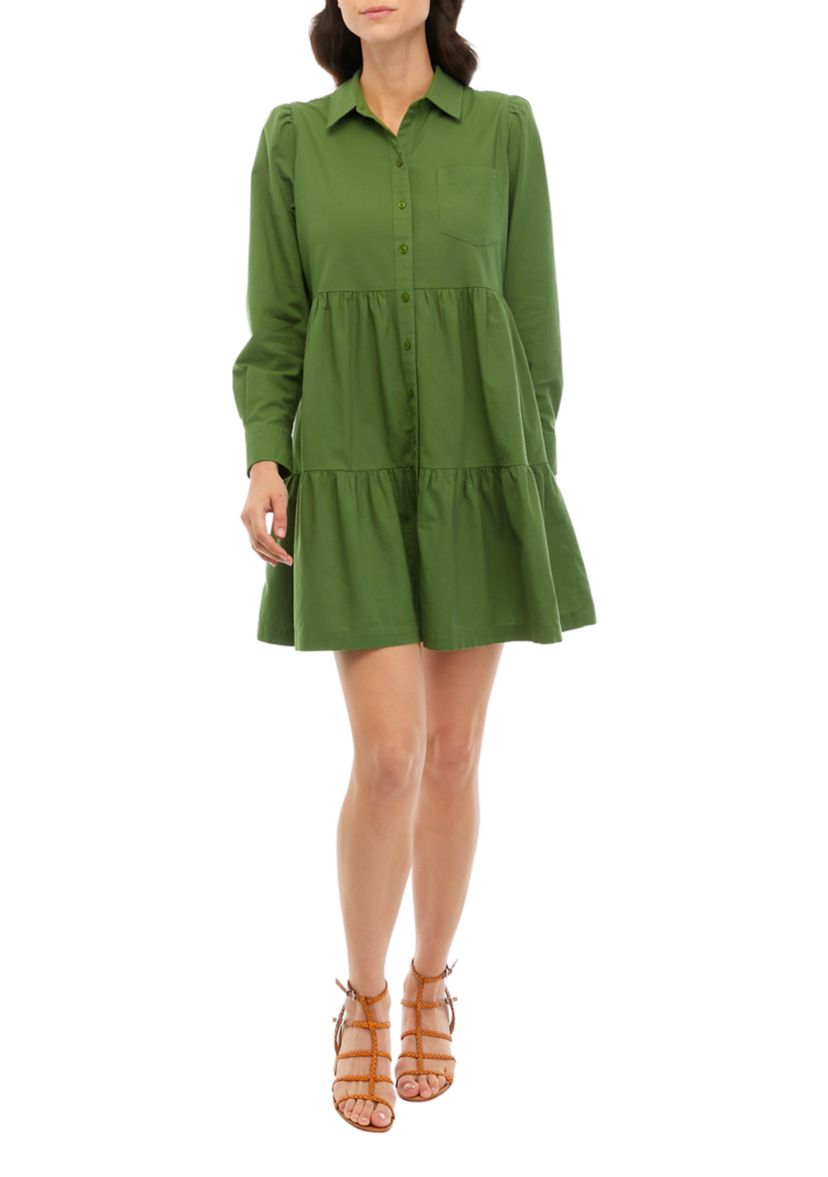 Womens Long Sleeve Button Up Dress