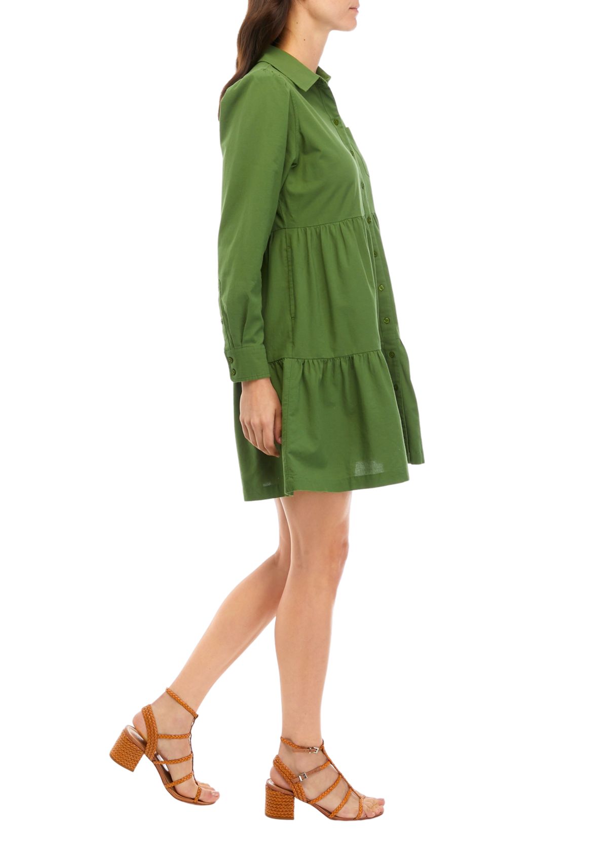 Womens Long Sleeve Button Up Dress