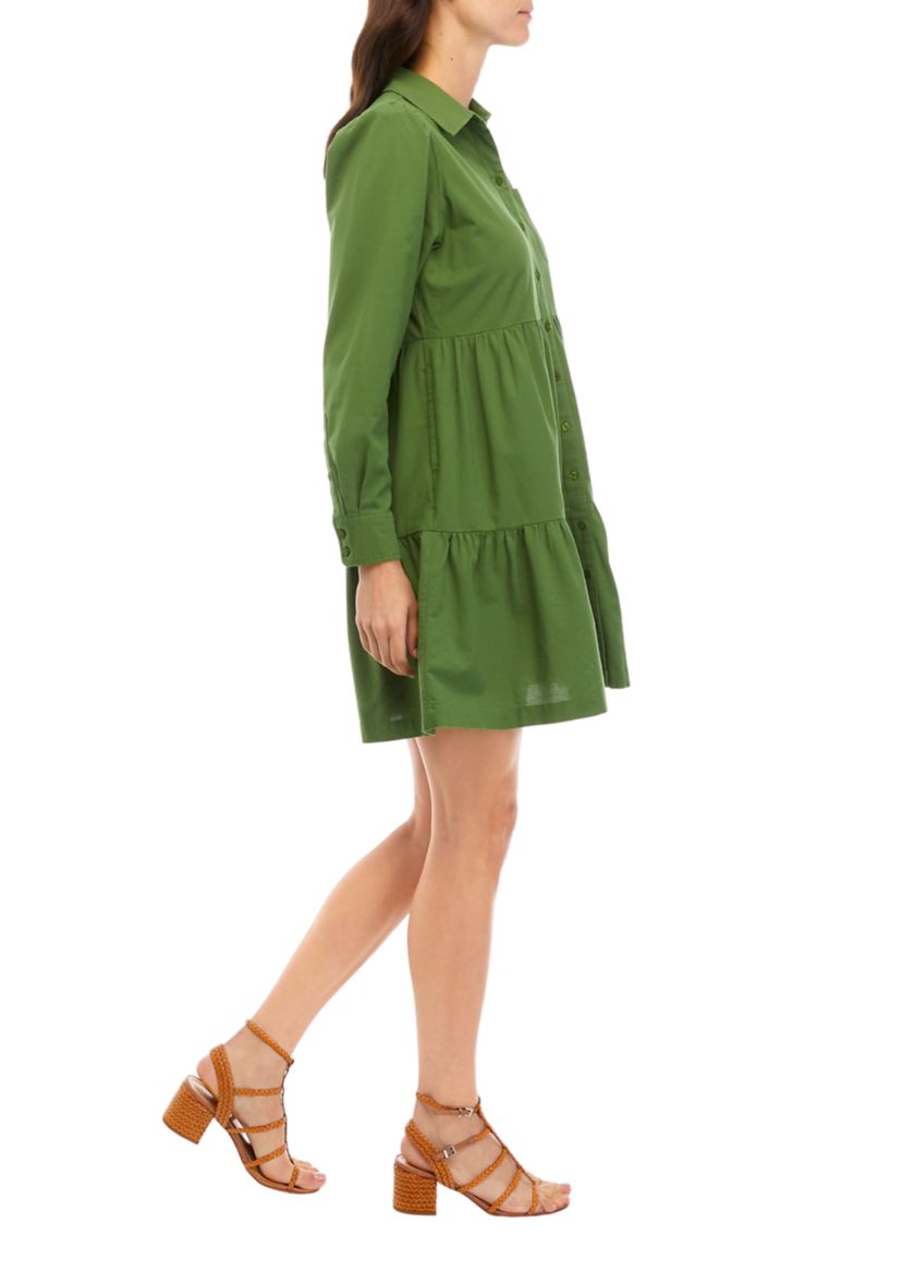 Womens Long Sleeve Button Up Dress